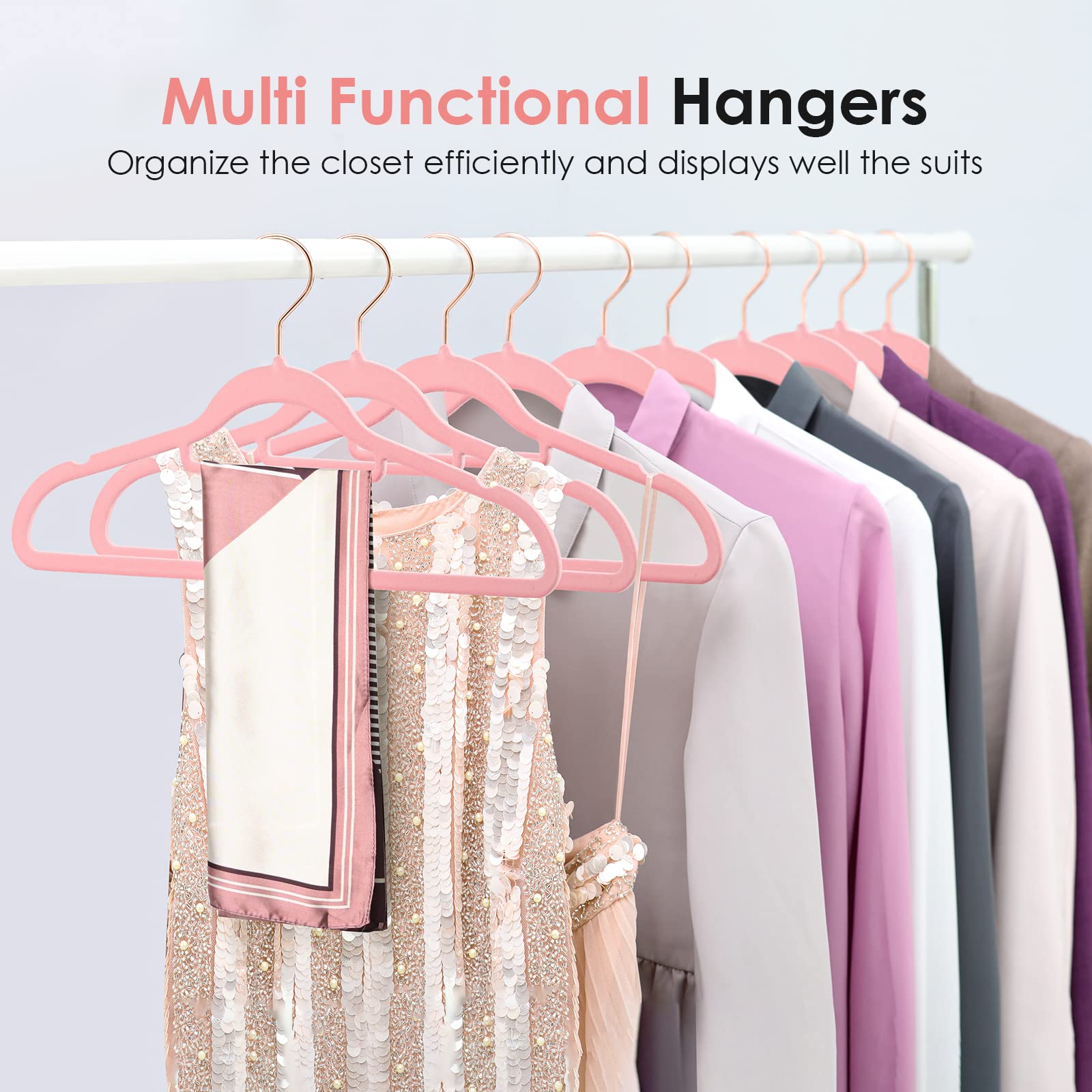 Velvet Hangers Non Slip Felt Hangers  DUDUCOFU 50 Pack Pink Velvet Hangers Clothes Hangers Space Saving Slim Hangers with Rose Gold Swivel Hook for Suits Coats  Jackets  Pants  and Dress Clothes