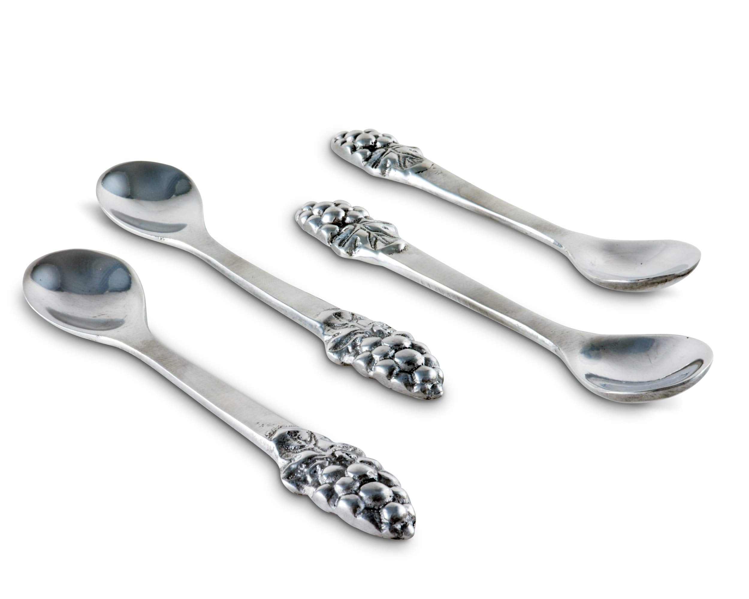 Arthur Court Metal Tea Spoons Grapes Sand Casted In Aluminum With Artisan Quality Hand Polished Set Of 4 5 Inch Long