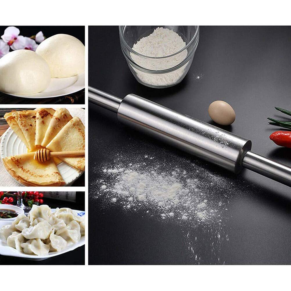 Professional Stainless Steel Rolling Pin, Stainless Steel Dough Roller, Nonstick Dough Rolling Pin For Baking Cookie Pie Pizza (