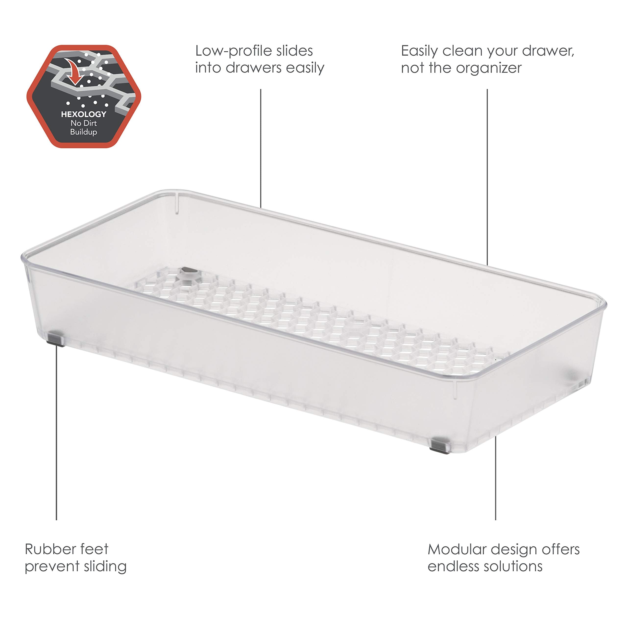 Spectrum Diversified Hexa Drawer Organizer Tray Modern Kitchen Cutlery, Utensil, Silverware Holder, Cabinet Storage, 6 X 12, Cle