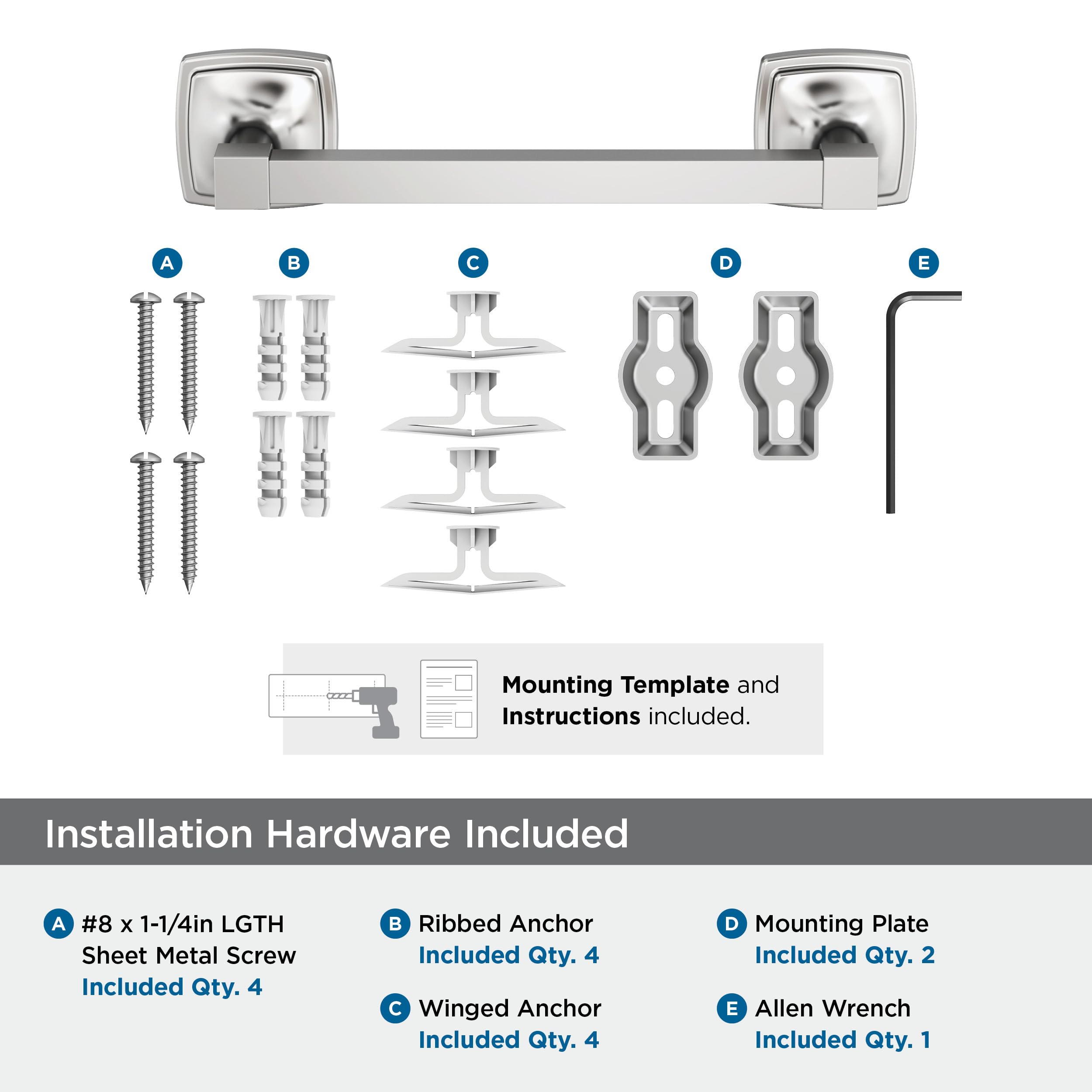 Amerock Stature Chrome 8 Inch (203Mm) Towel Bar, Bh3609526