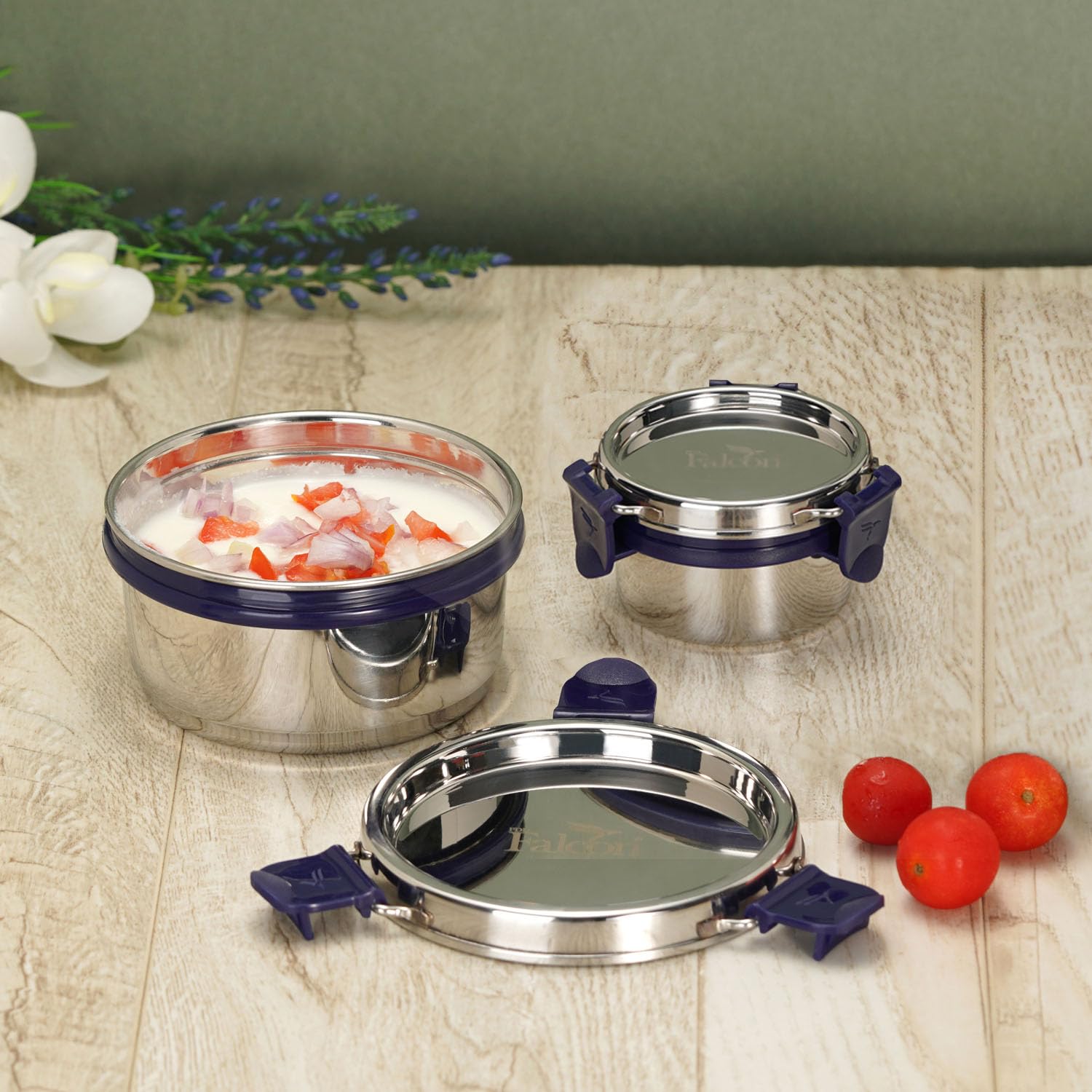 Pddfalcon Econxt Stainless Steel Lunch Box Set, Airtight Lids, Easy To Clean,100% Leakproof With Bis Certified, Jindal Seal & Ma