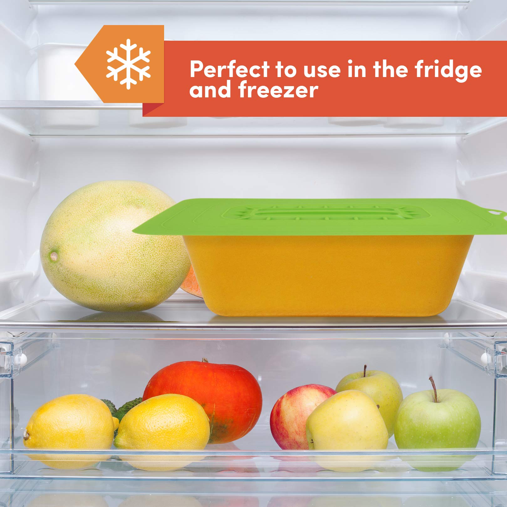 Elite Gourmet Maxi-Matic Ecl-3016 Rectangular Silicone Suction Lids And Food Covers Fits Various Sizes Of Casseroles, Baking Pan