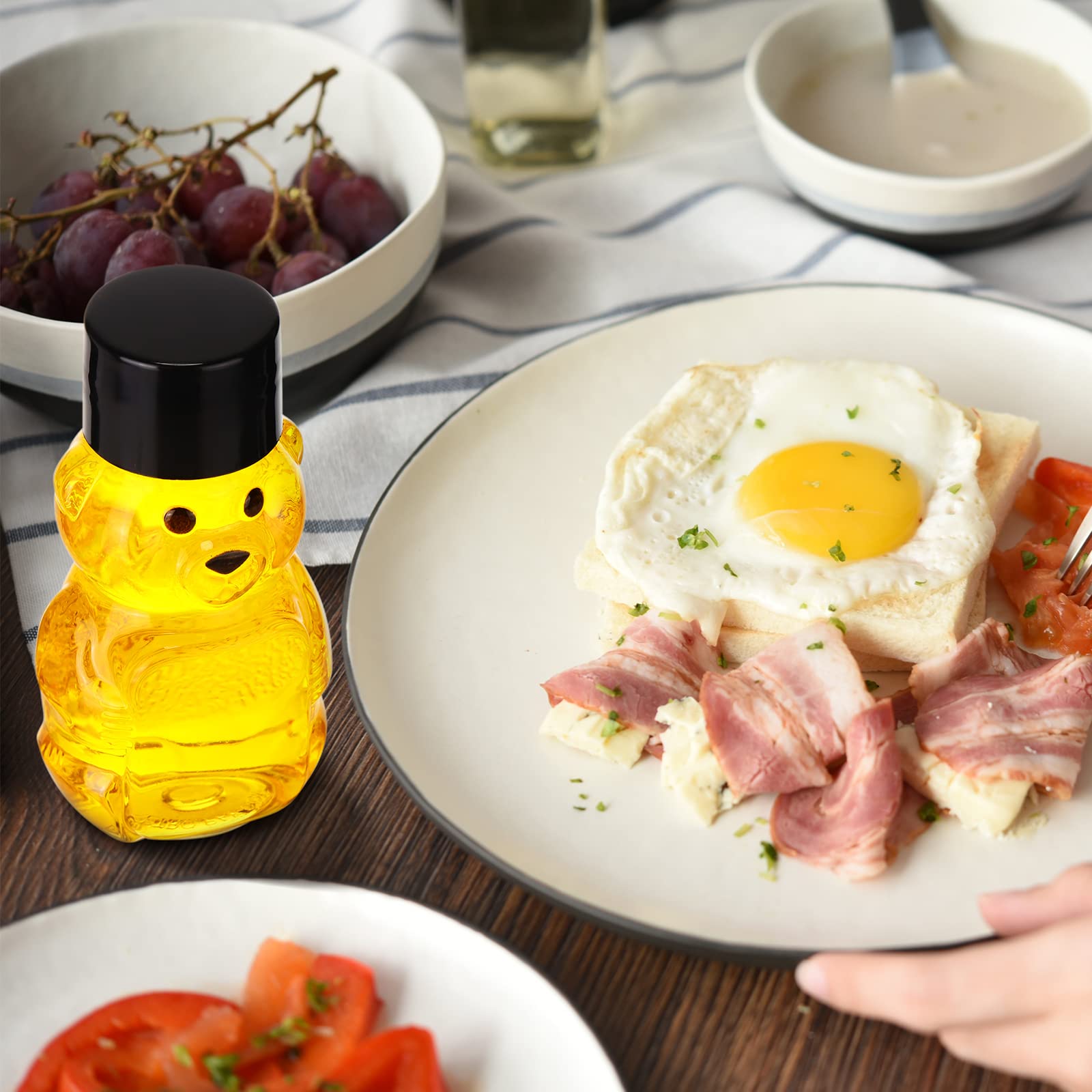 48 Pcs 2 Oz Plastic Honey Bear Bottle Bear Shape Clear Honey Containers Bulk Empty Honey Bear Cup Reusable Mini Honey Bear Jars