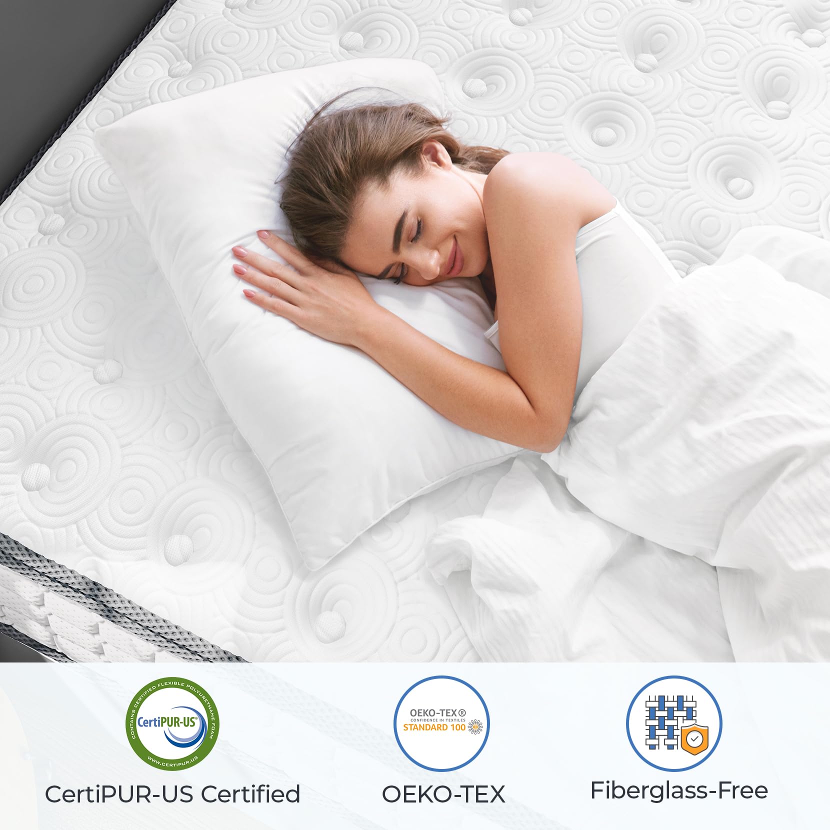 Vesgantti Twin Mattress, 10 Inch Hybrid Twin Size Mattress In A Box, Single Bed Pillow Top Mattress, Gel Memory Foam And Pocket