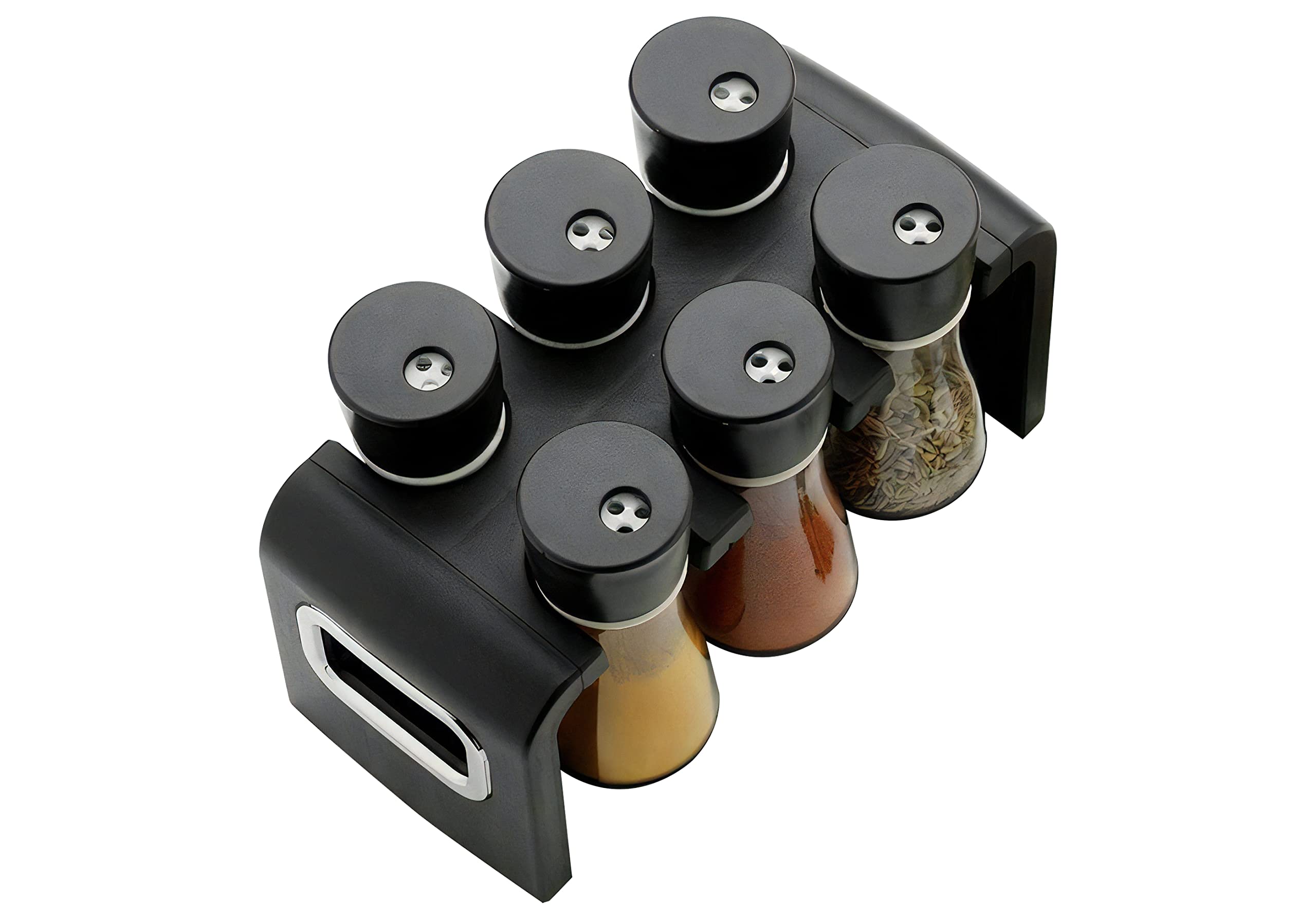 Mother Muffs Plastic Spices Rack (Black, Pack Of 6)