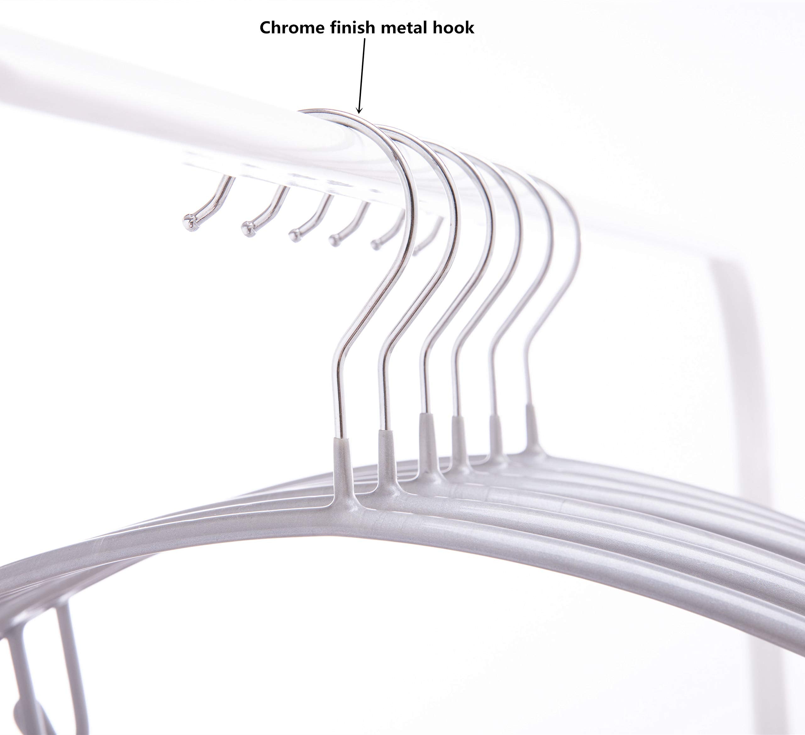 Cocomaya 16.5 Inch Pack of 20 No Shoulder Bumps Non-Slip Rubber Coating Contour Metal No Bumps Hanger  Sweater Hanger  Suit Hanger with Pants Bar (Silver  20)