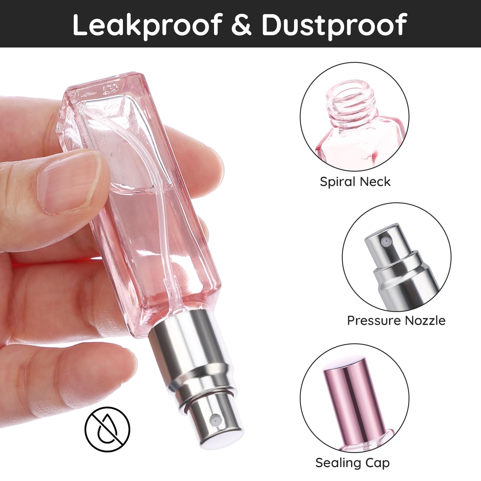 Segbeauty 5Pcs Perfume Atomizer Travel, 10Ml Mini Refillable Perfume Bottle Sprayer, Travel Cologne Sprayer Portable Glass Fine
