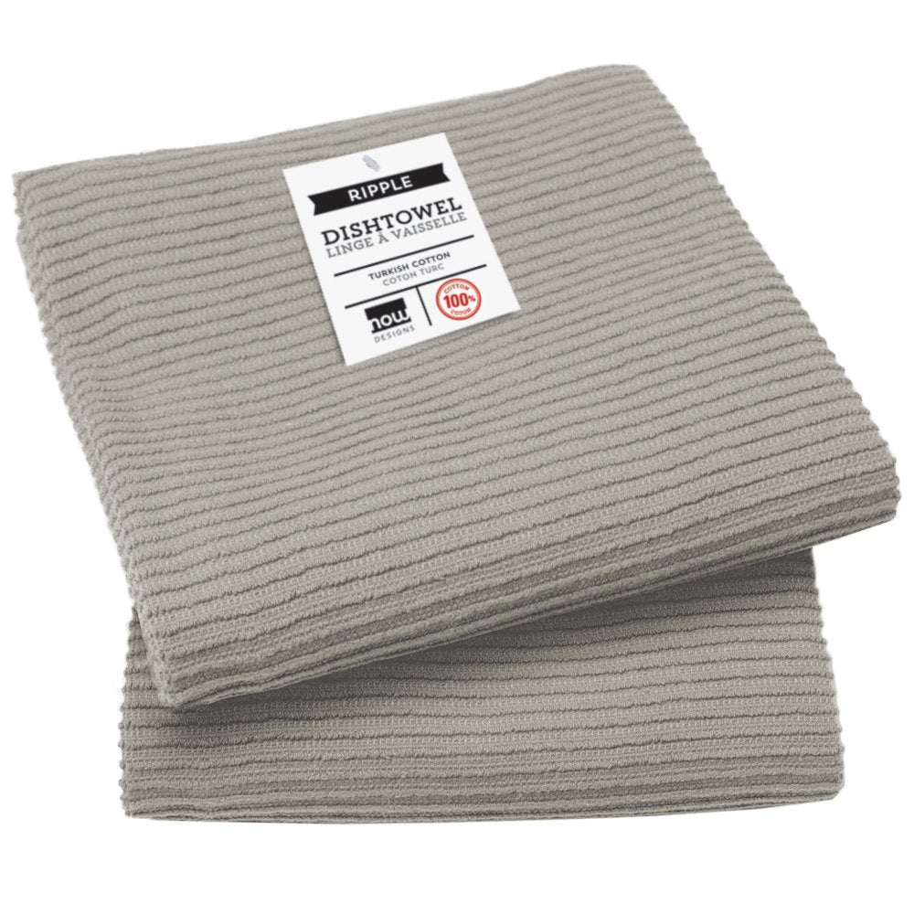 Now Designs 197422Aa Ripple Kitchen Towel, Set Of 2, London Grey