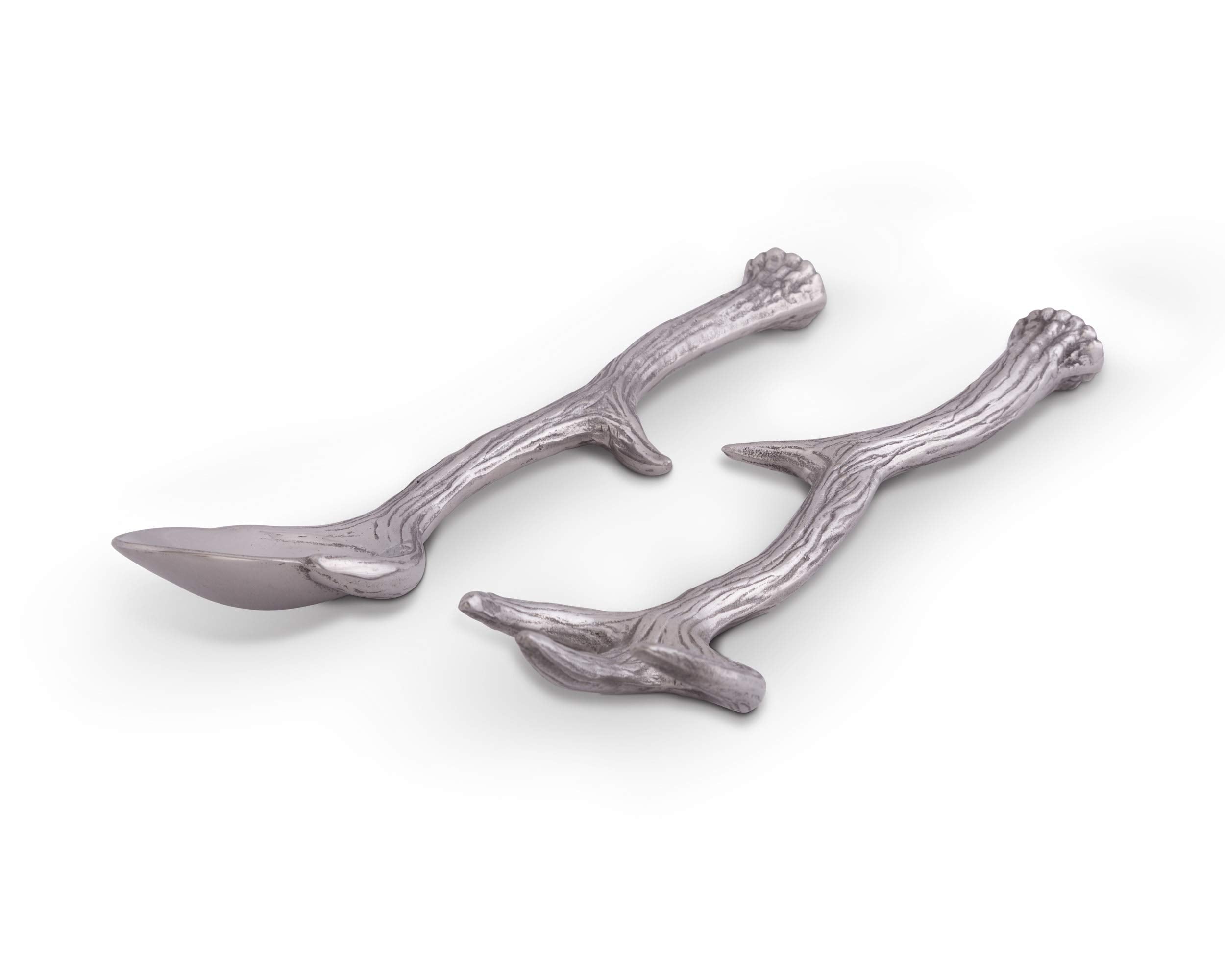 Arthur Court Designs Long Antler Aluminum Salad Serving Spoon And Salad Serving Fork, Salad Servers Set 13.25 Inch Long