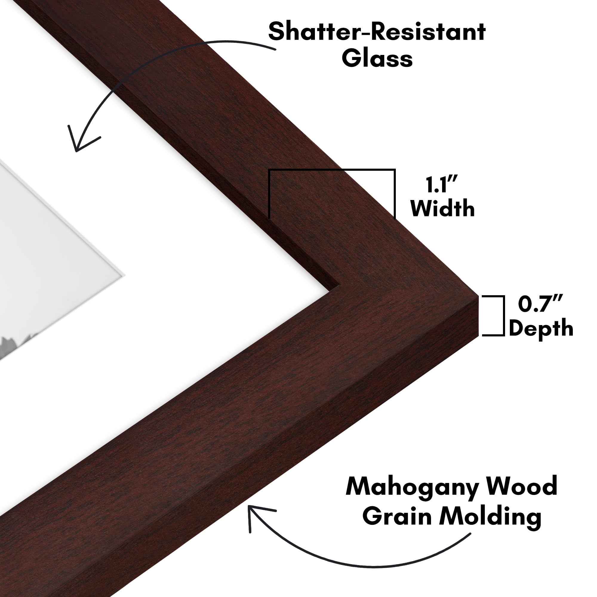 Americanflat 8x10 Picture Frame with Shatter-Resistant Glass - Use as 5x7 Frame with Mat or Display 8x10 Photo Without Mat - Hud