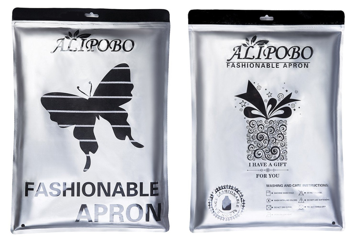 Alipobo Kitchen Cooking Apron For Women And Men, Adjustable Chef Bib Apron With Pockets - 32'' X 28'' - Black/White Pinstripe- 1