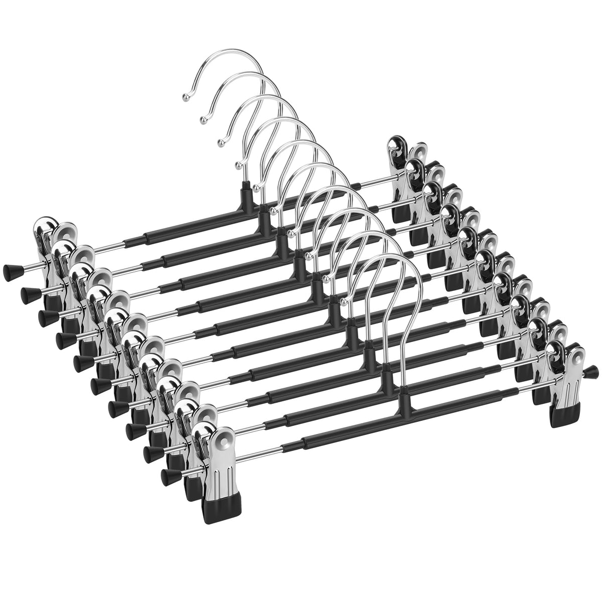 Lamitocs 10 Pack Pants Hangers With Clips,Skirt Hangers Space Saving, Heavy-Duty Pant Hangers Metal Clothes Hanger For Closet, B