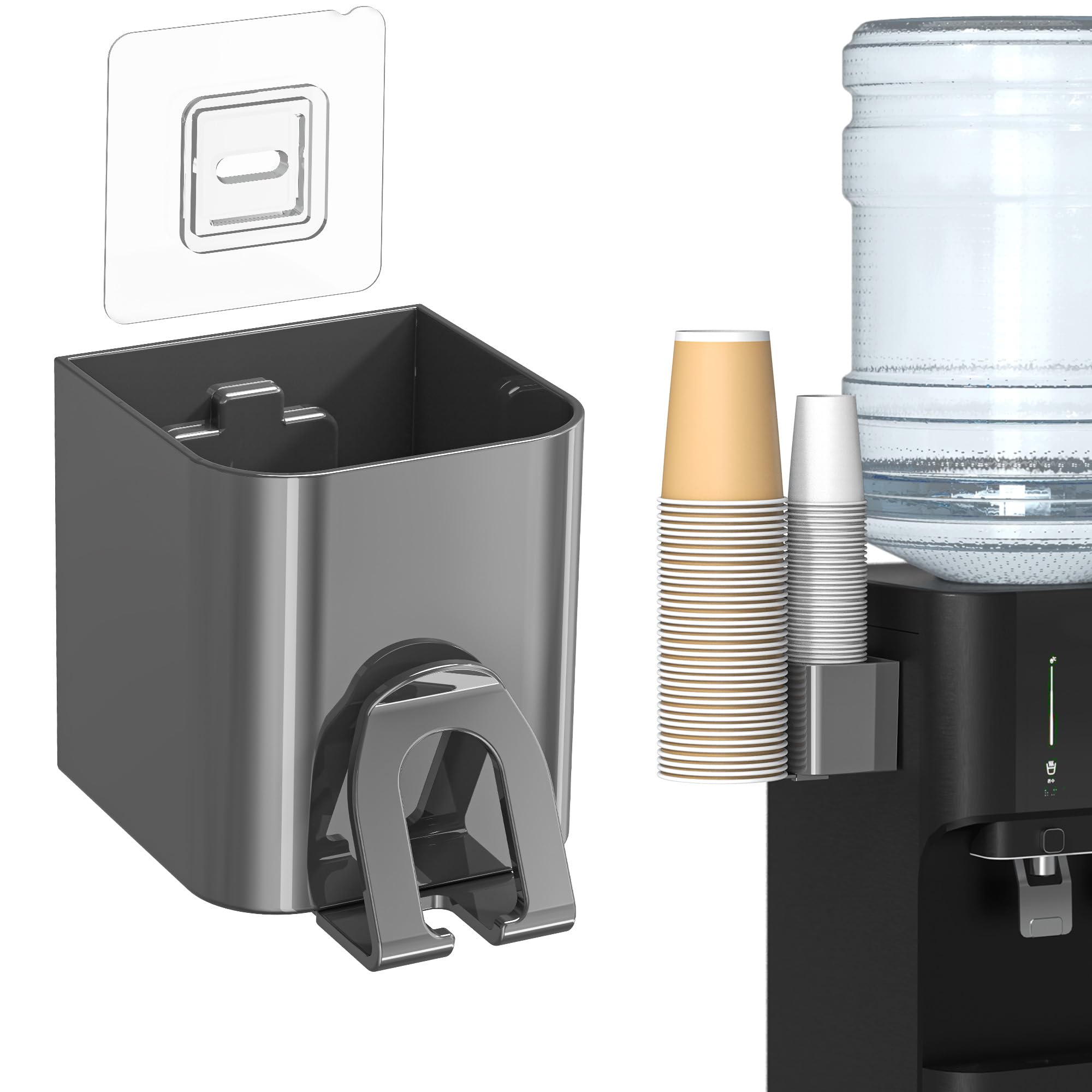 TOWARDFUN Cup Dispenser for Water Cooler Wall Mount 2 Seats, Dark Gray