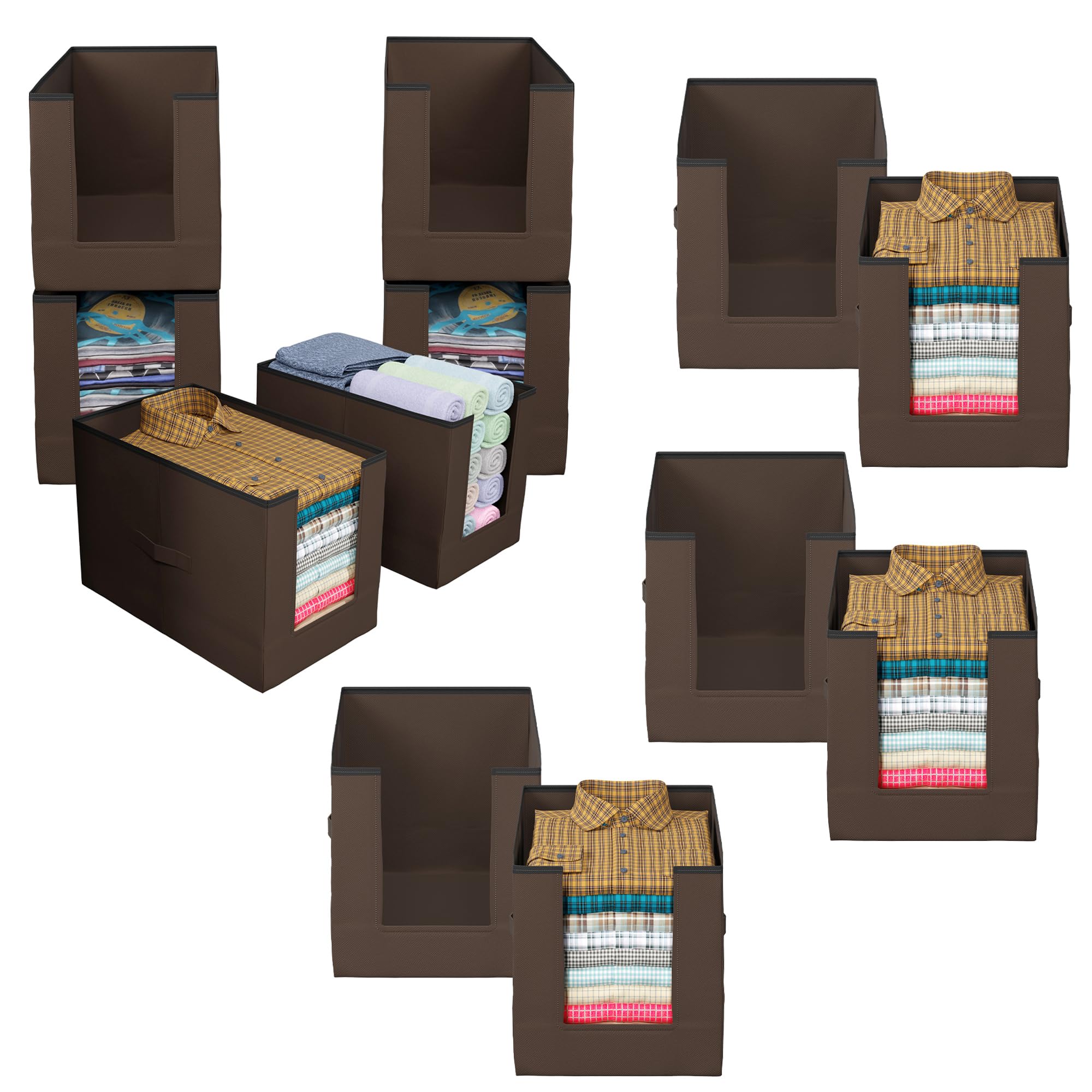 Kuber Industries Pack Of 12 - Shirt Stacker Organizer For Wardrobe | Foldable Closet Organizer For Saree Shirt, Pant, Dress Stor