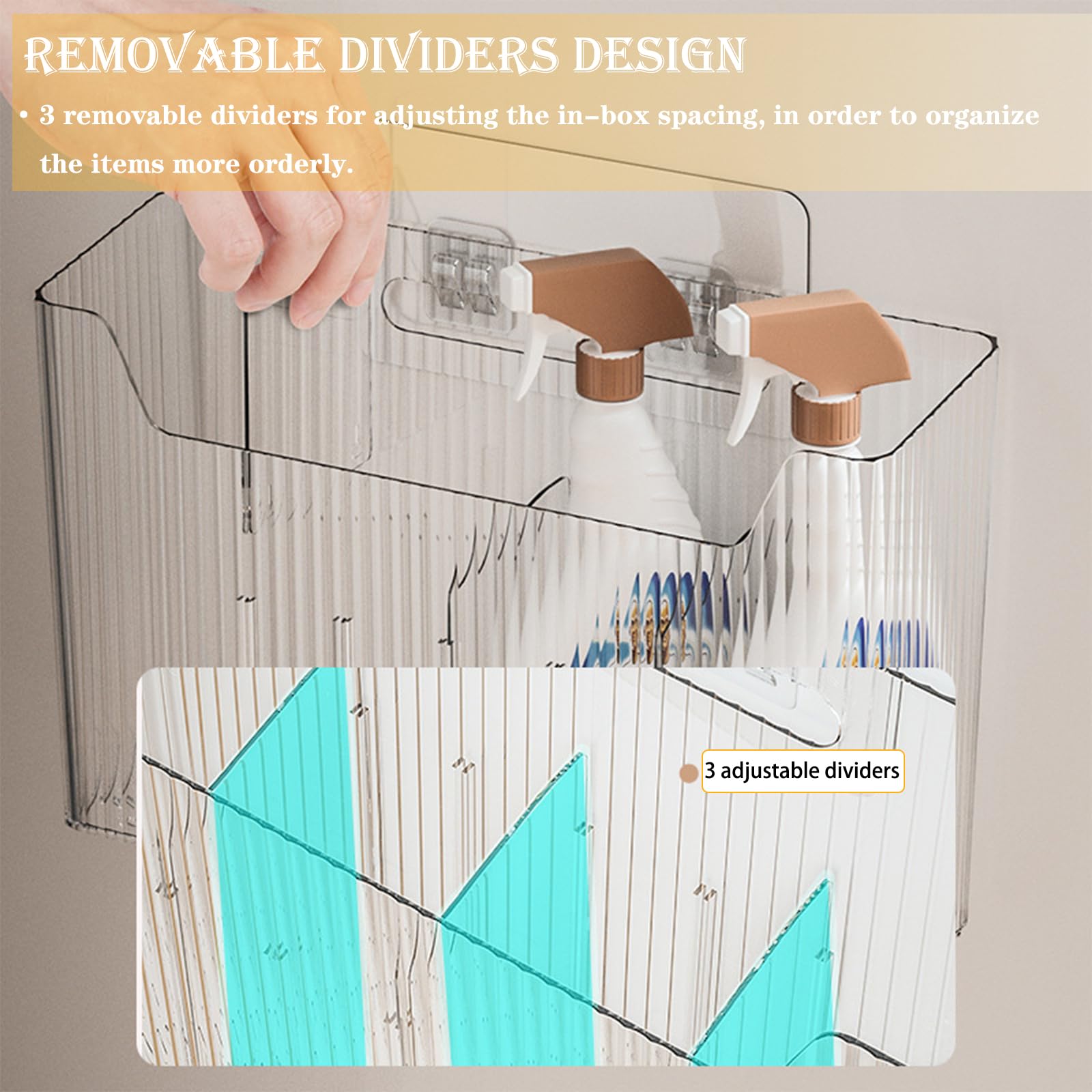 Lae Nuvole 2 Pack Adhesive Mount Cabinet Door Organizer, Wall Mounted Bathroom Organizers And Storage Bins Plastic Stackable Sho