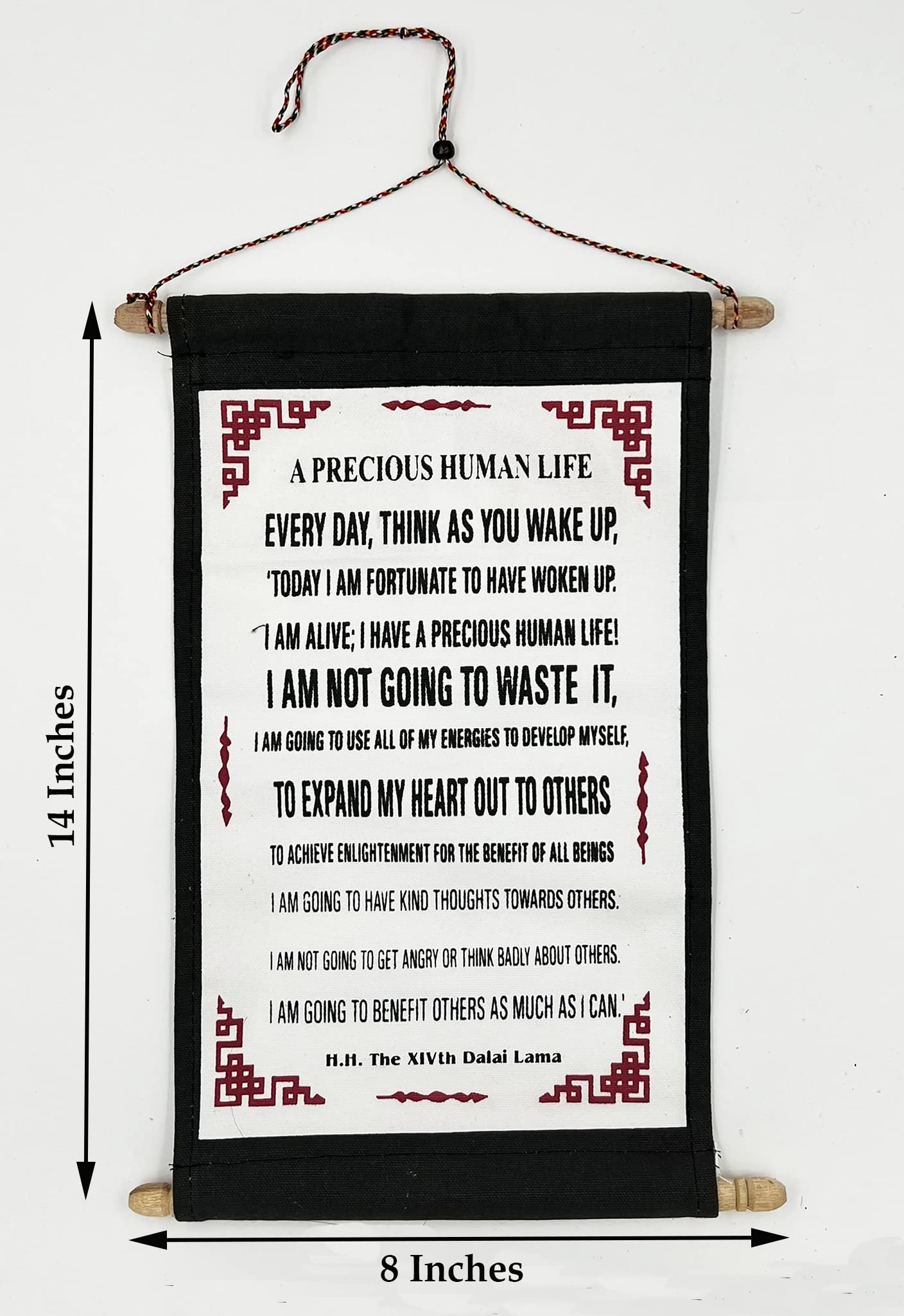 DharmaObjects Dalai Lama Quotes ~ Natural Wooden ~ A Precious Human Life ~ Inspirational Message Wall Decor Hanging (Precious Human Life 1)
