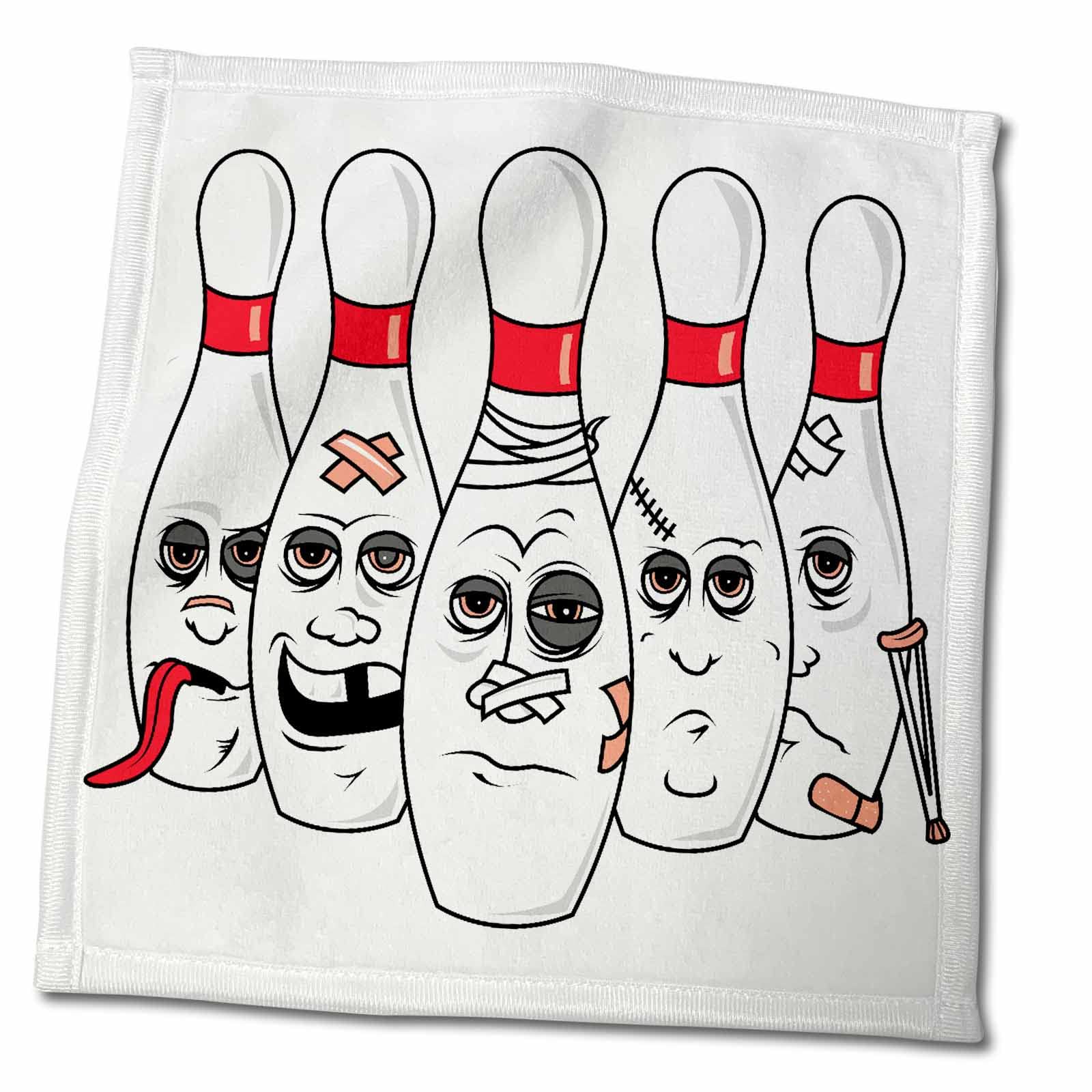 3Drose - Dooni Designs Sports And Hobbies Designs - Funny Busted Up Injured Bowling Pins Cartoon Sports Design - Towels (Twl-116
