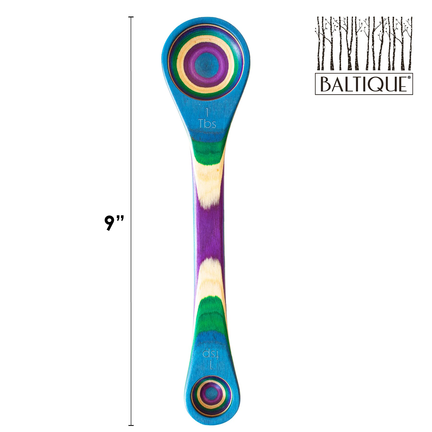 Baltique Mumbai Collection 2-In-1 Wooden Measuring Spoon With Tablespoon And Teaspoon Measurements