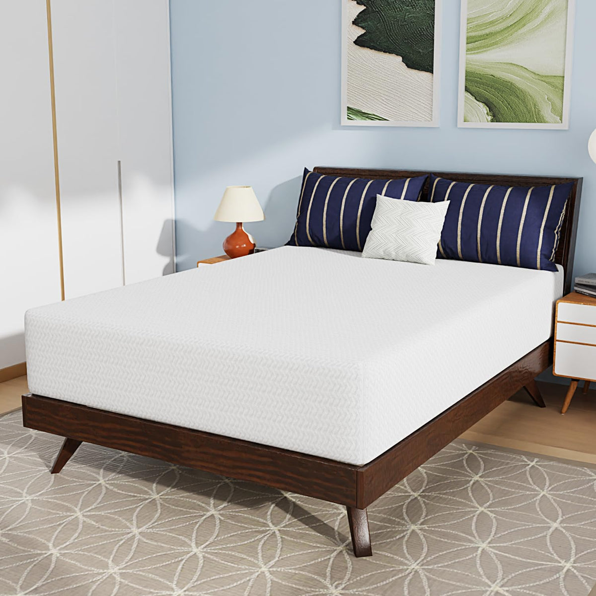 Paylesshere 12 Inch Full Size Bamboo Charcoal Cooling Gel Memory Foam Mattress In A Box/Medium-Firm Mattress/Fiberglass Free/Pre