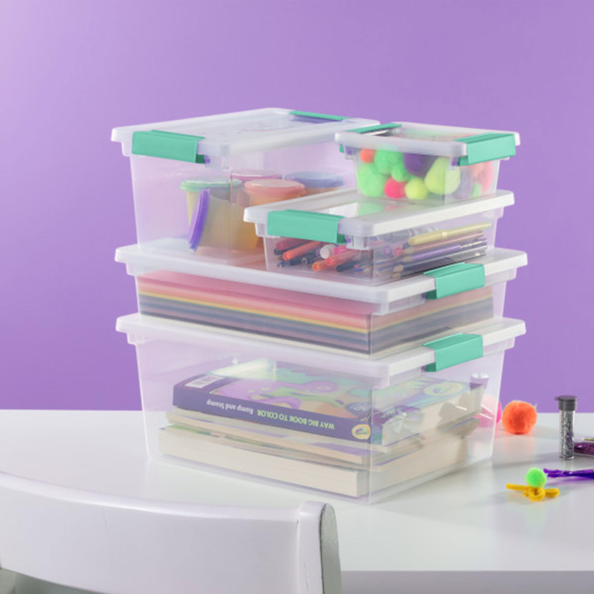 Sterilite 12-Pack Clip Box, Clear Storage For Crafts, Supplies And Office Items, Deep