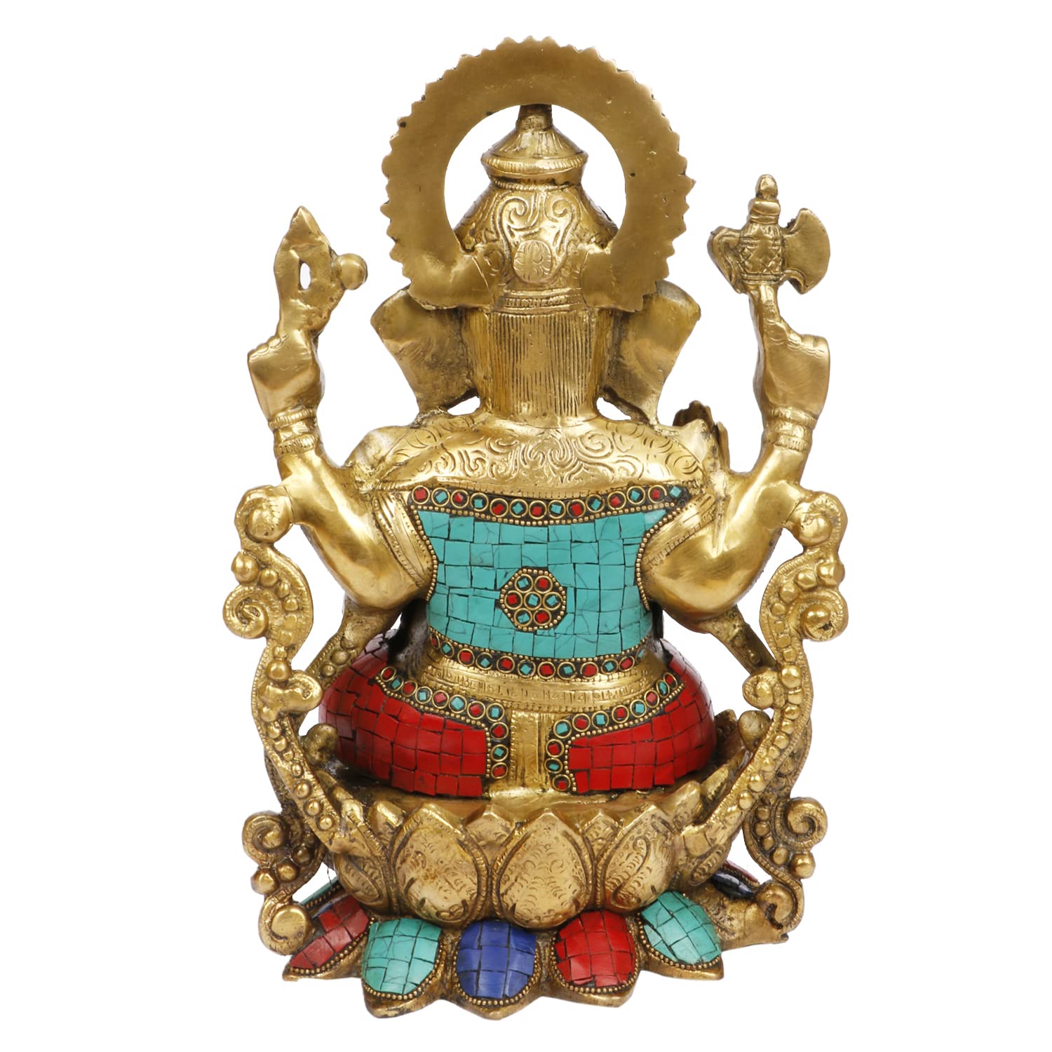 Artvarko Ganesha Sitting On Lotus Brass Inlay Work Bhagwan Idol Jewellery Mangalkari Ganesh Statue Ganpati Murti For Home Entran