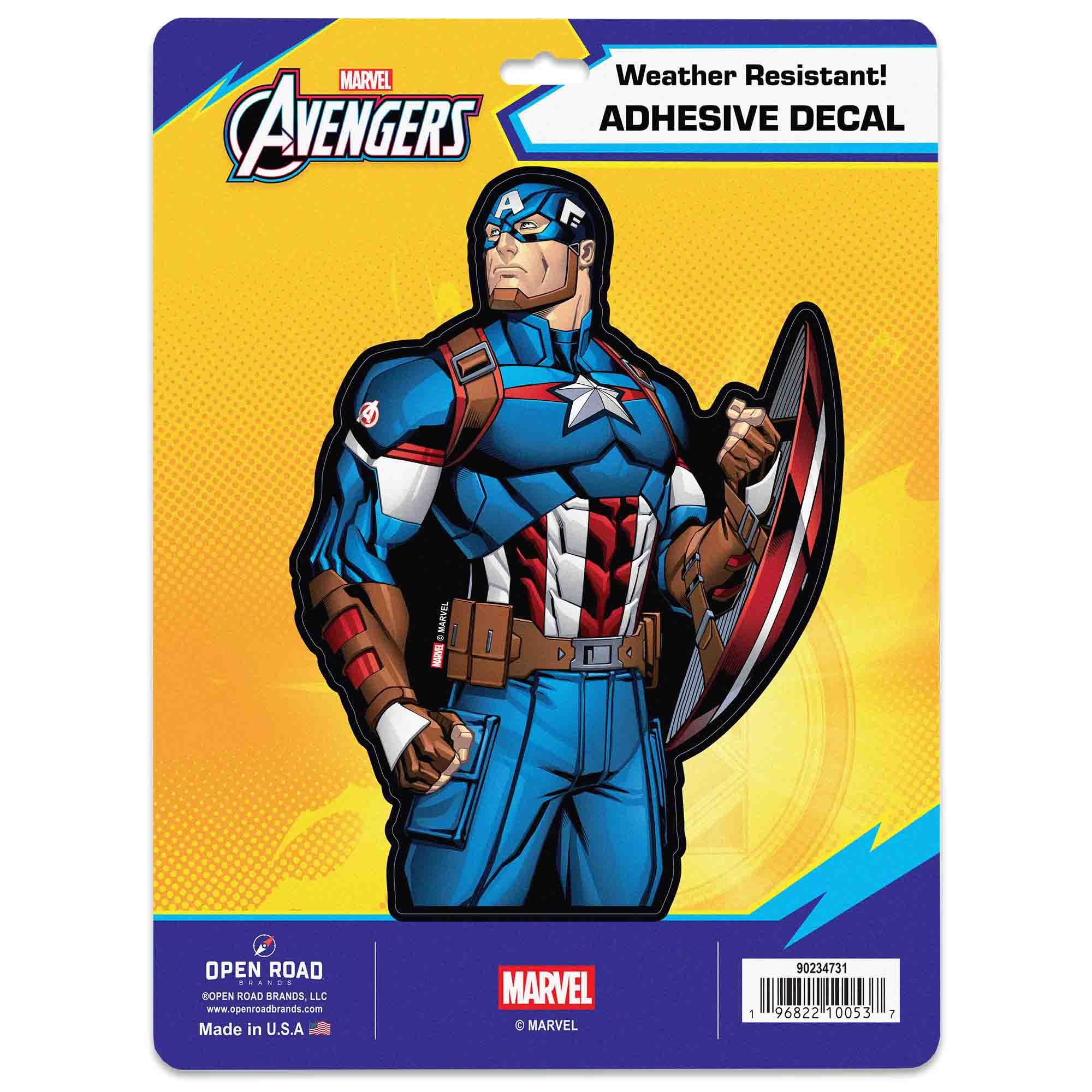 Marvel Captain America Adhesive Vinyl Decal - Heroic Captain America Sticker for Car or Truck - Great Gift Idea