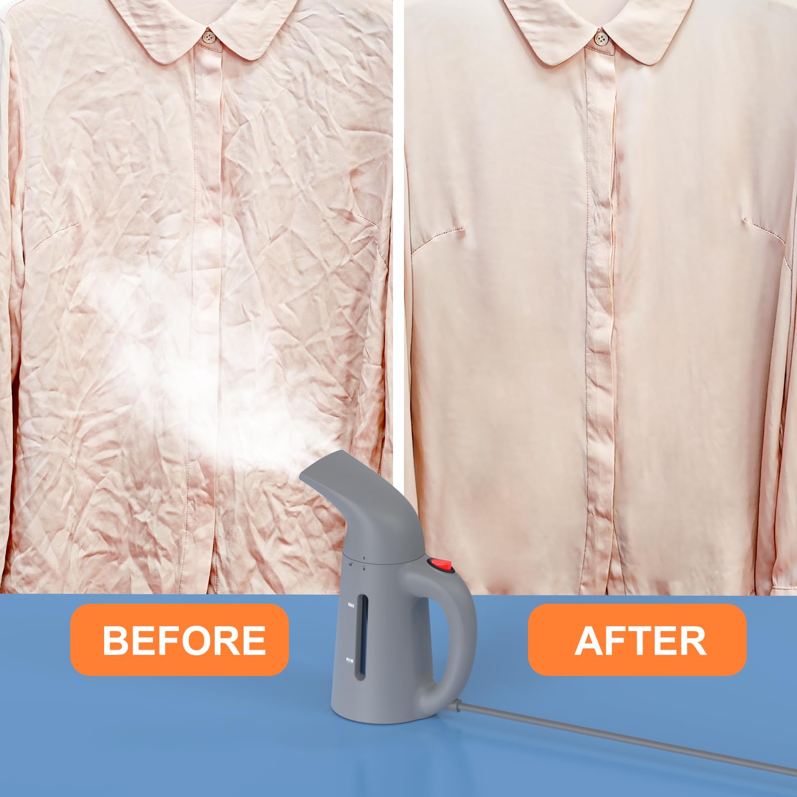 Handheld Garment Steamer For Clothes, Portable Clothes Steamer Remove Wrinkle, 180Ml Water Tank, 12 Minutes Continuous Steam, 2.