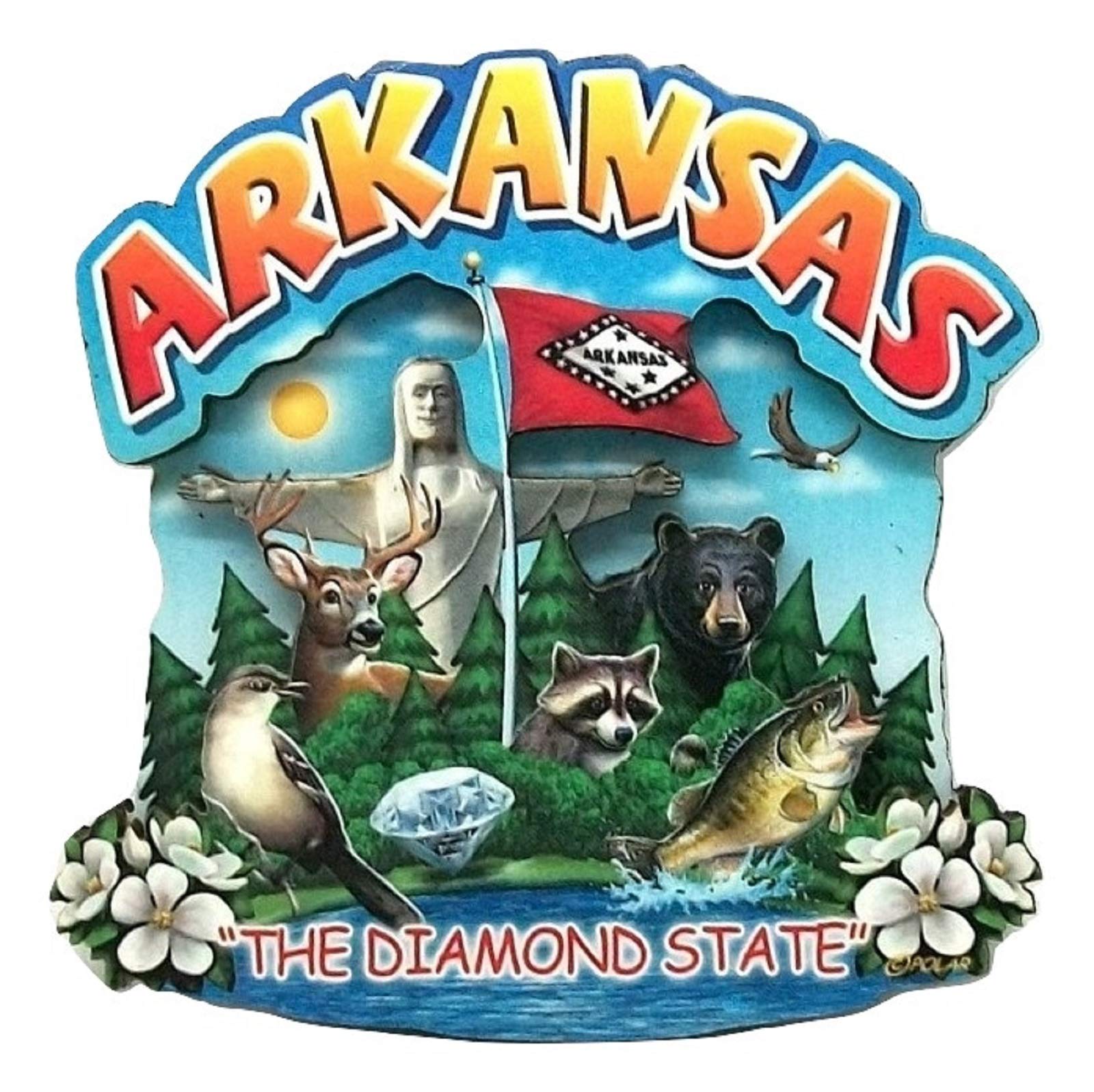 Arkansas State Montage Wood Fridge Magnet 2