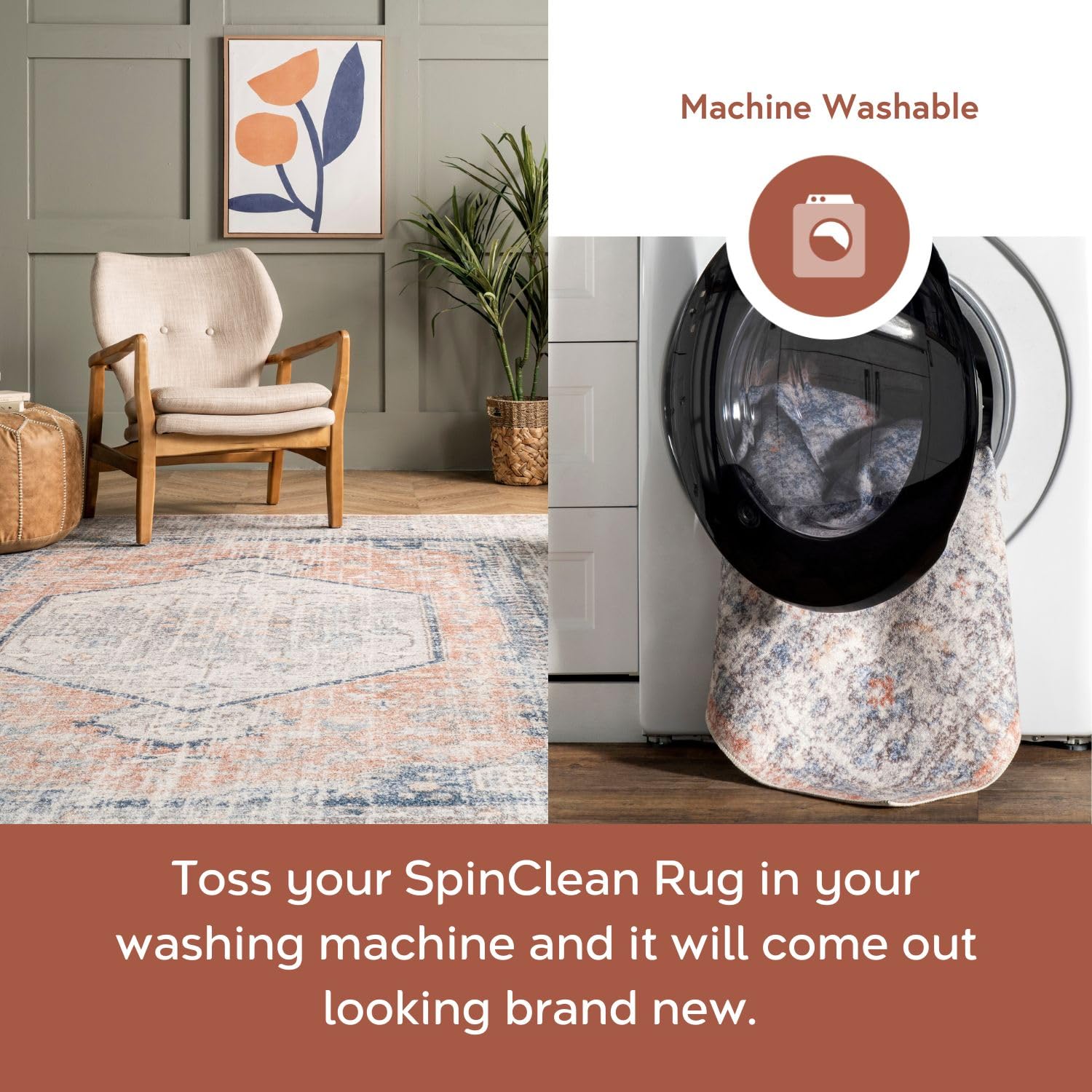 nuLOOM Jacquie Machine Washable Vintage Floral Ultra Thin Runner Rug  2' 6'' x 10'  Peach