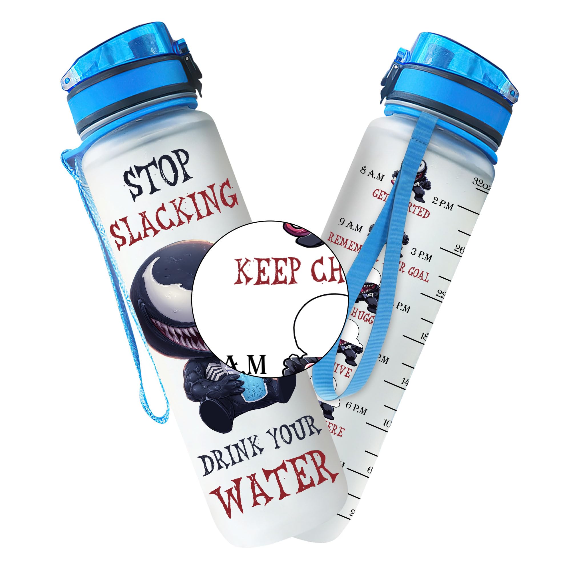 GEPOSTORE Monster Water Bottle 32oz, Funny Cartoon Comic Gift