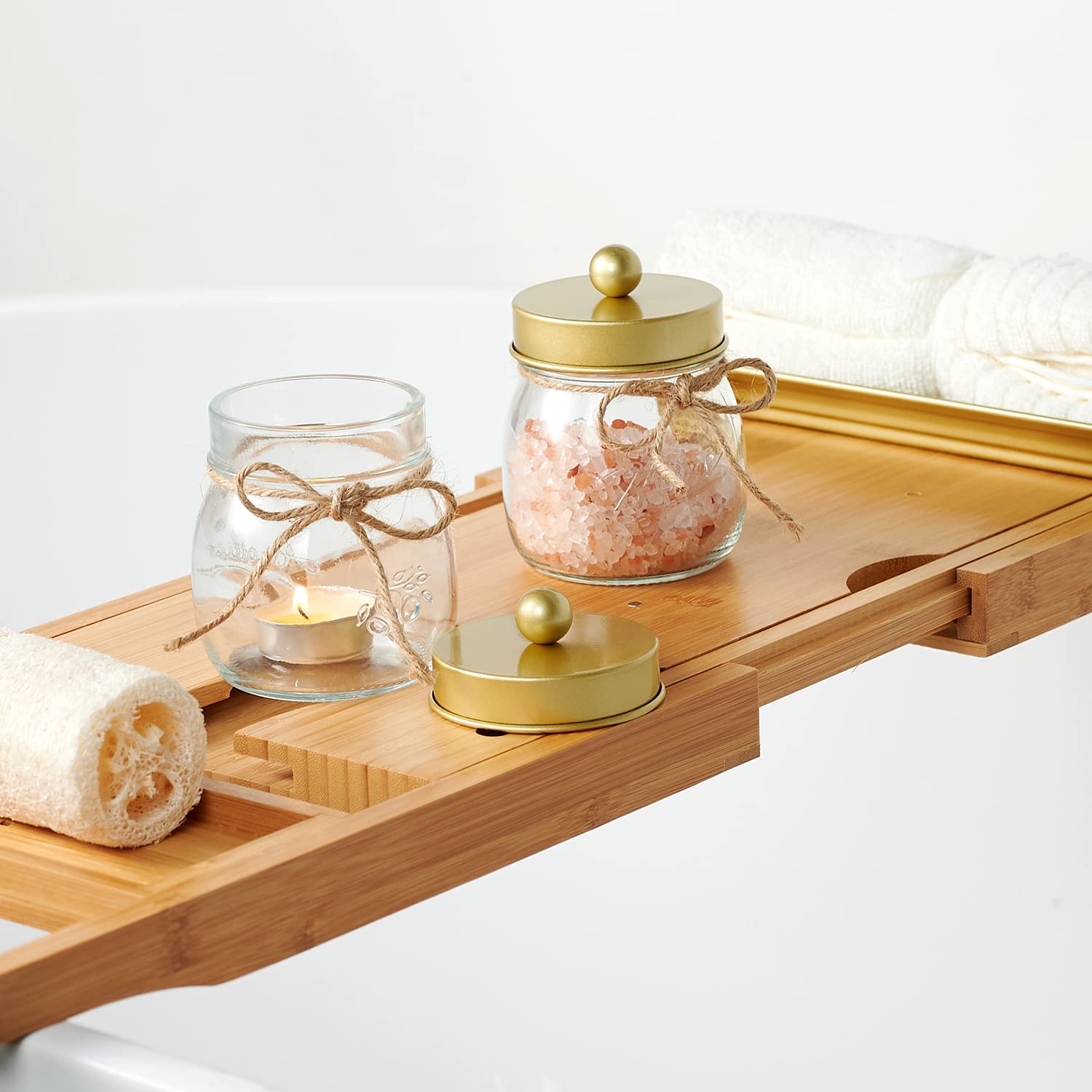 Sheechung Bathroom Organizers And Storage, Qtip Holder Bathroom, Mason Jar Bathroom Accessories Set For Cotton Swabs, Balls, Flo