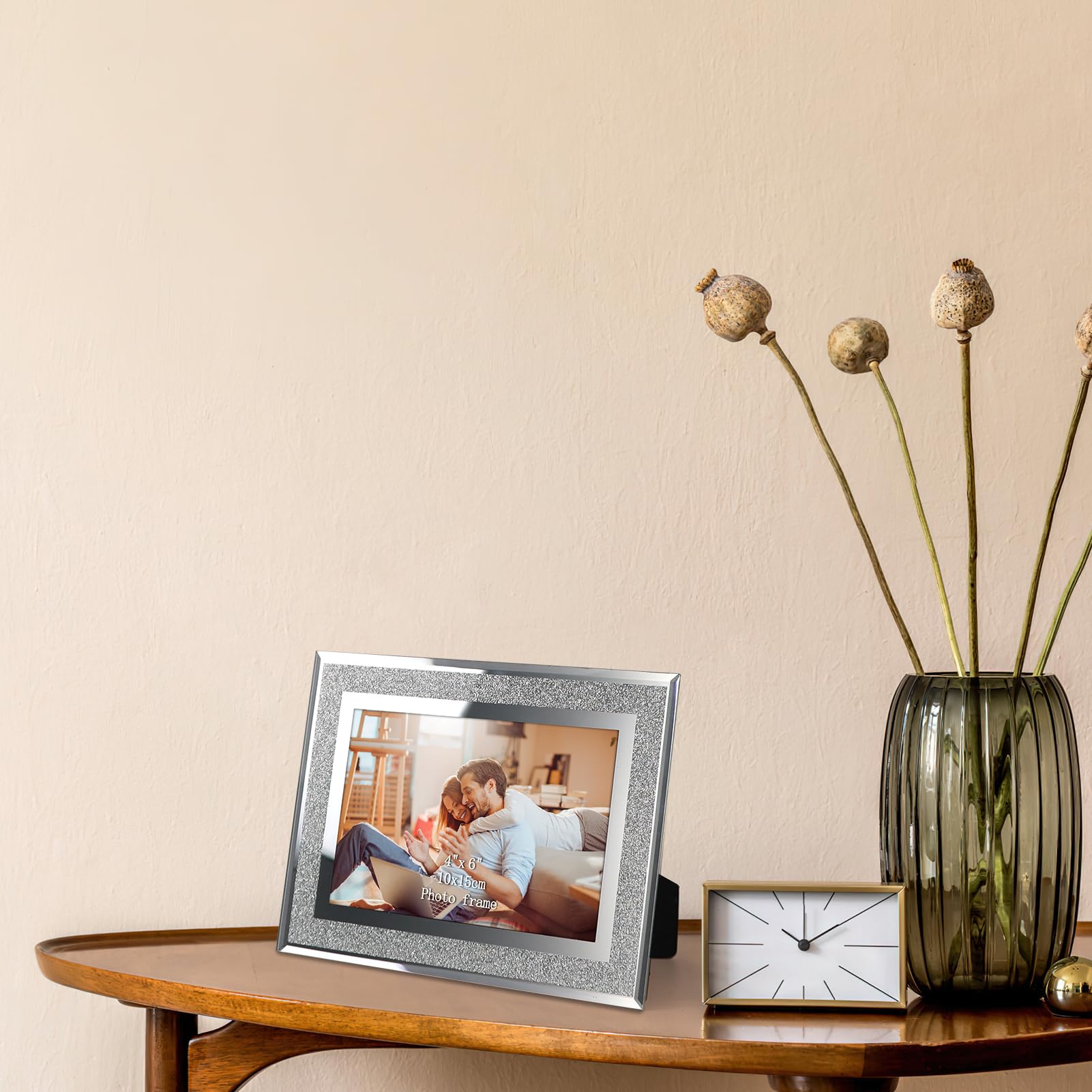 HORLIMER 12 Pack 4x6 Picture Frame, Sparkle Glass Photo Frames 4 by 6 for Tabletop, Horizontally or Vertically