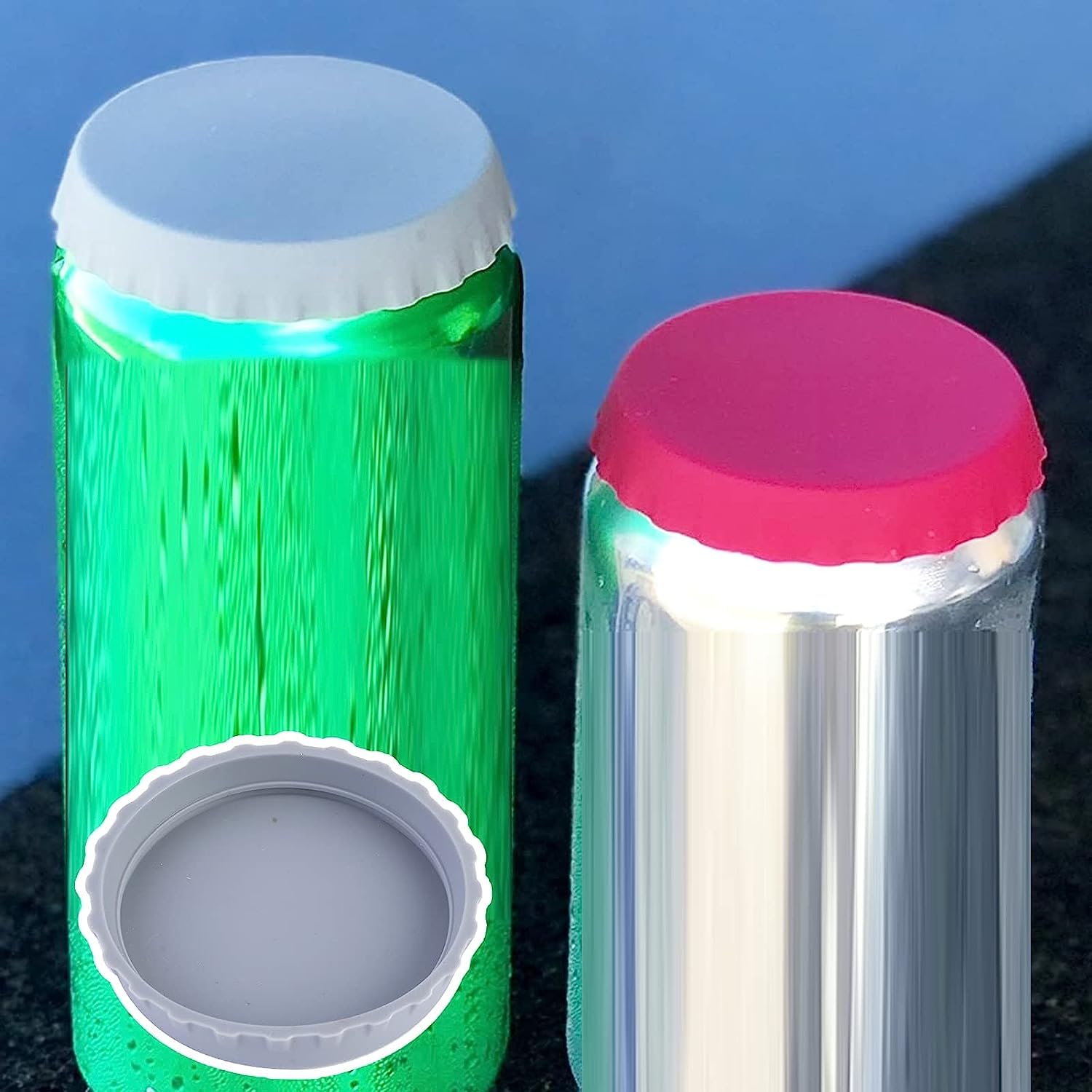 2 Pcs Silicone Soda Can Covers No Odor Leak-Proof For Kitchen Flexible Reusable Food Grade Leak Proof Protection Soda Silicone C
