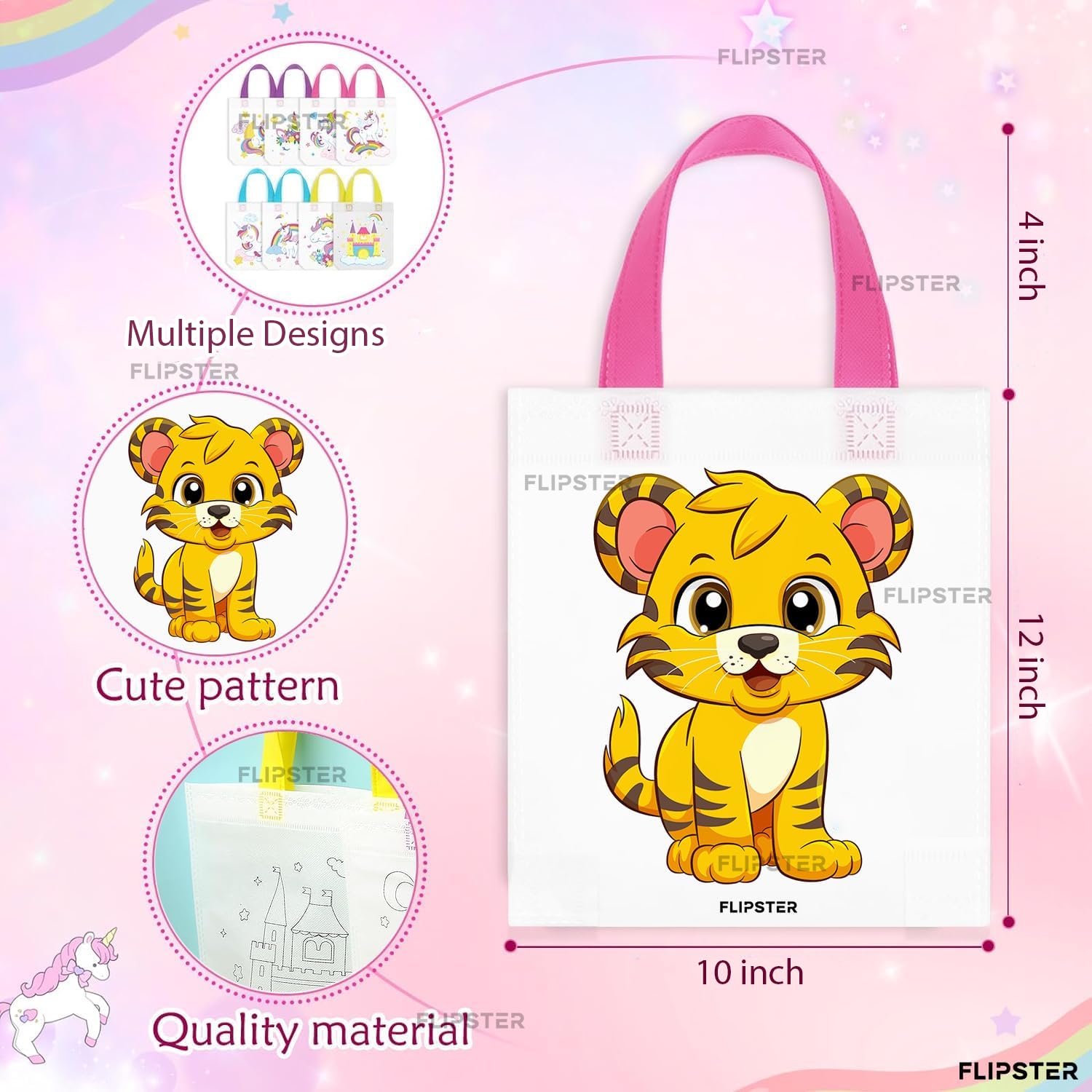 Flipster Diy Graffiti Return Gifts| Set Of 24|Return Gift Bags For Kids Birthday|10 X 12 Inches Reusable Colouring Bags For Pain