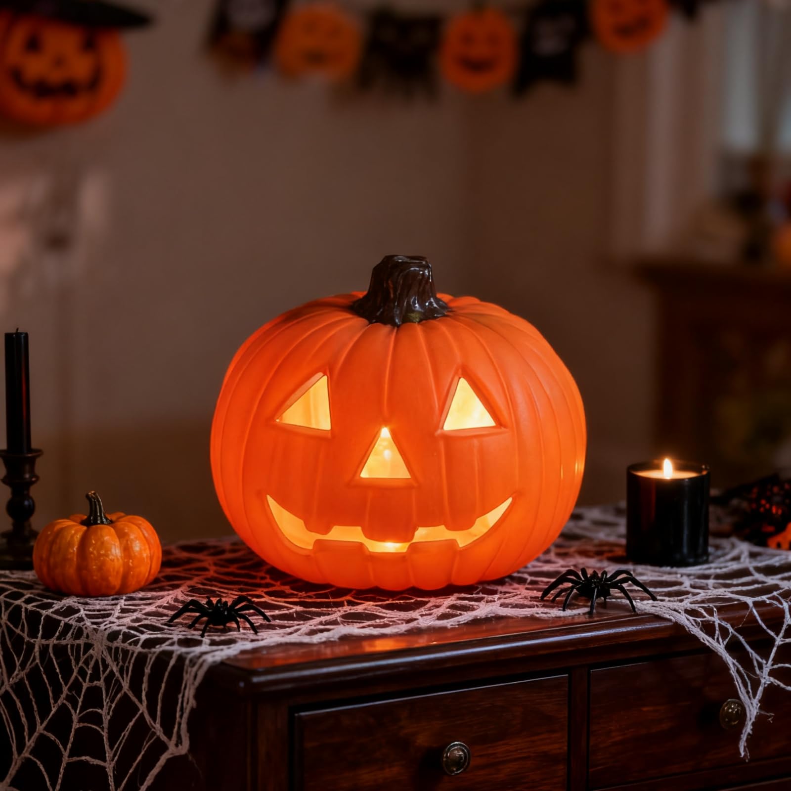 Classic Jack o Lantern Decor Halloween Pumpkinws Decor Set - Spooky Halloween Home Decor for Table, Mantel & Party or Halloween