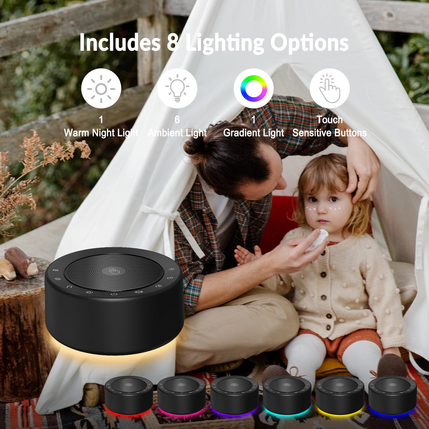 White Noise Machine with 30 High Fidelity Soundtracks  7 Colors Night Lights  Full Touch Metal Grille and Buttons  Timer and Memory Features  Plug in  Sound Machine for Baby  Adults