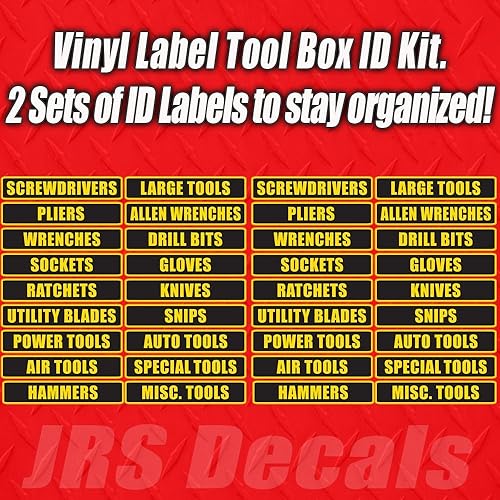 Tool Box Label Decal Sticker Set. Organization Label Set For Toolbox.