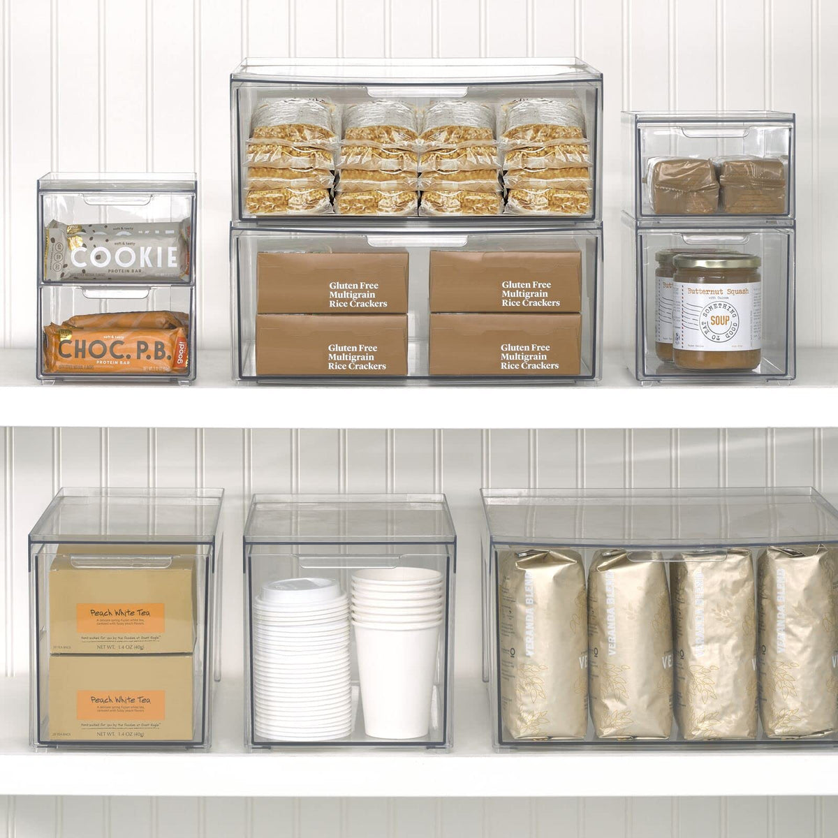 Mdesign Stackable Storage Containers Box With 2 Pull-Out Drawers - Sta ...