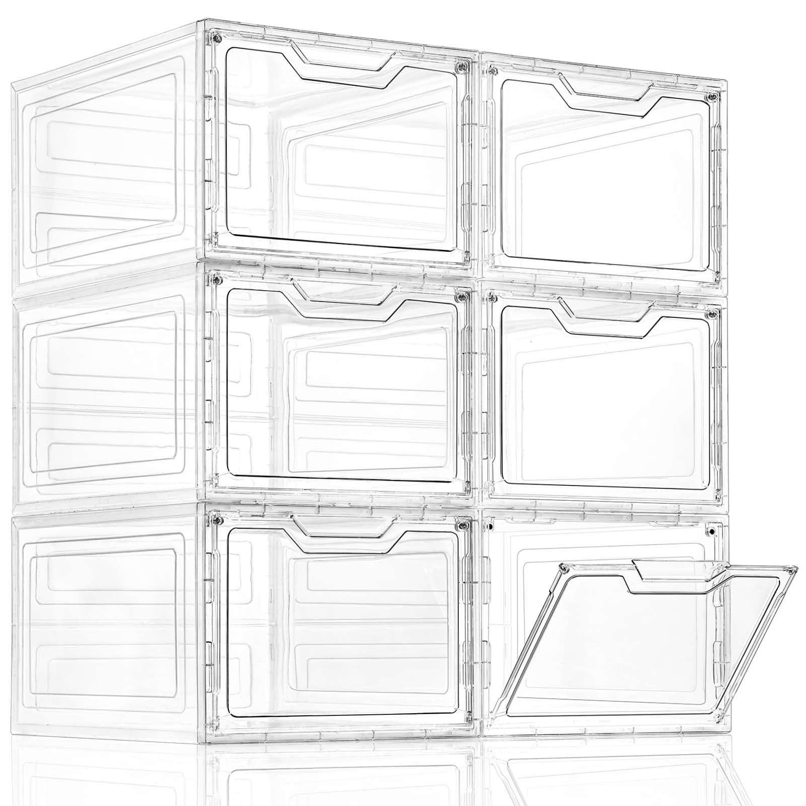 Freebat 6 Pack Stackable Storage Bins With Lids, 19Qt Plastic Bins For Storage, Closet Organizers And Storage, Storage Container