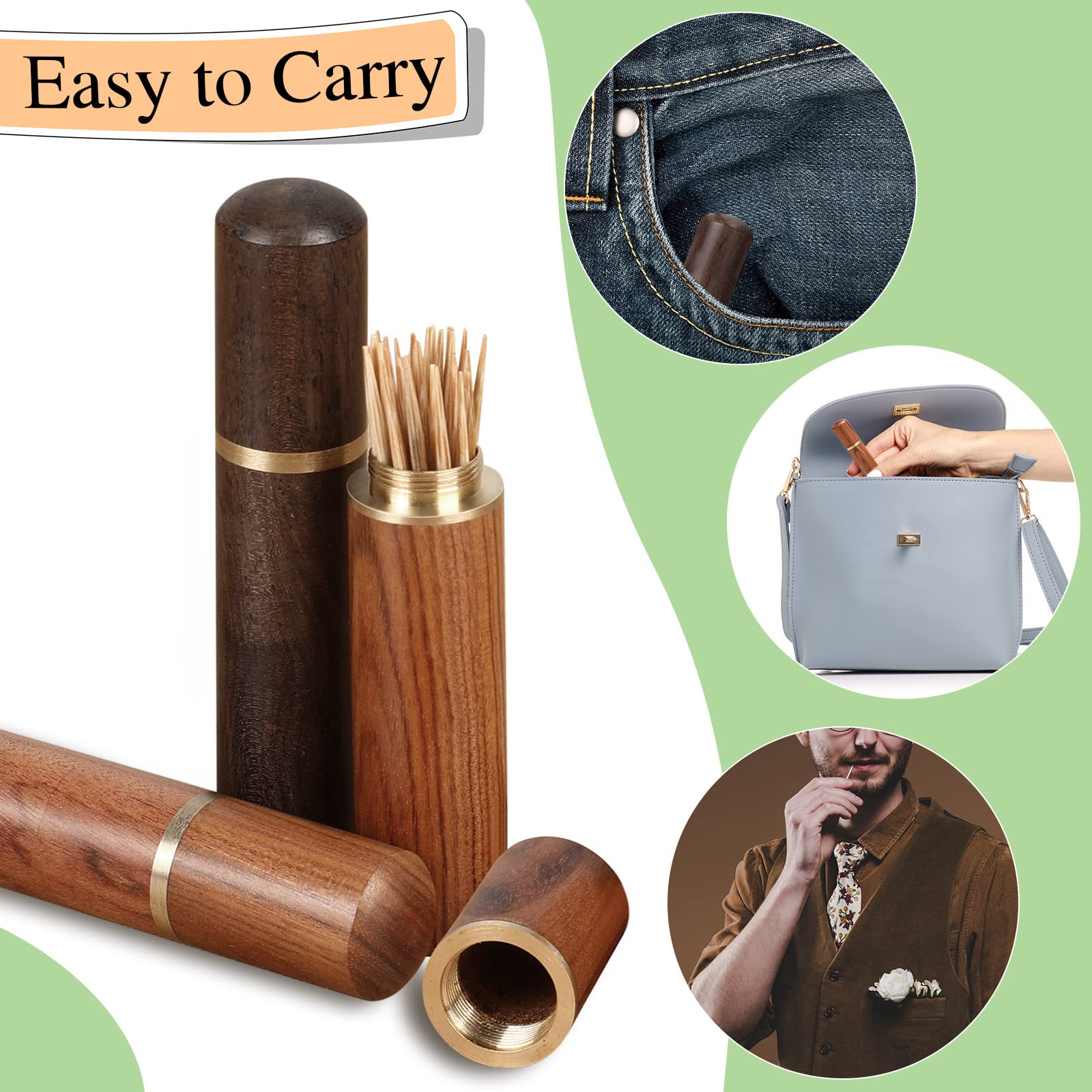 10 Pieces Portable Wood Toothpick Holder Mini Toothpick Box Wooden Tooth Pick Holder Pocket Toothpick Holder Toothpick Carrying