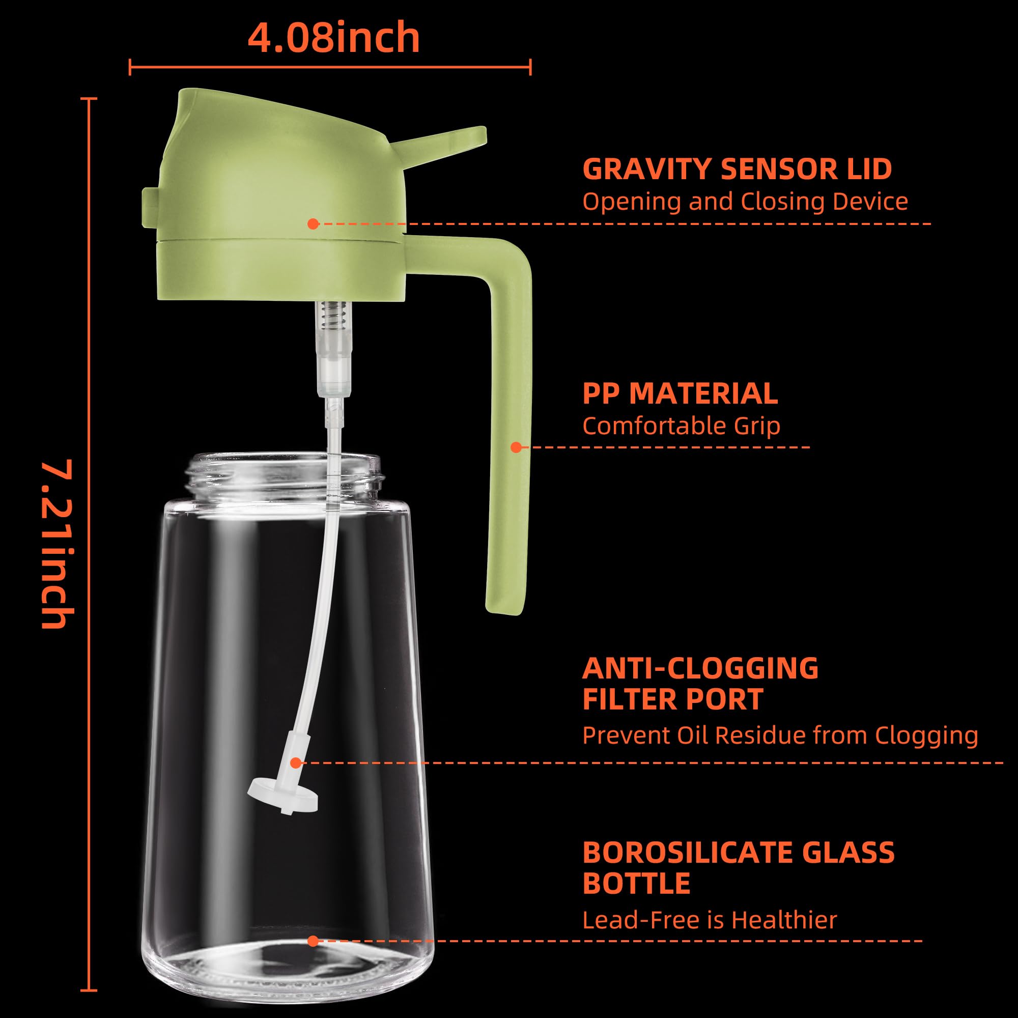 Trendplain 16Oz Oil Dispenser Bottle For Kitchen - 2 In 1 Olive Oil Dispenser And Oil Sprayer - 470Ml Olive Oil Bottle - Oil Spr