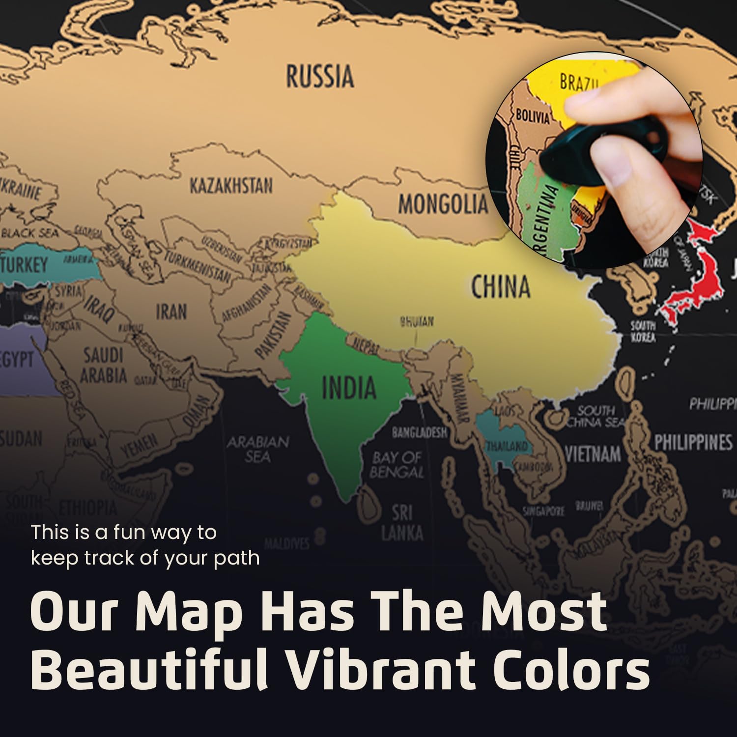 Landmass Scratch Off World Map, Deluxe Travel Tracker Map Poster With Flags, Detailed Cartography, Map Of The World, Gift Idea F