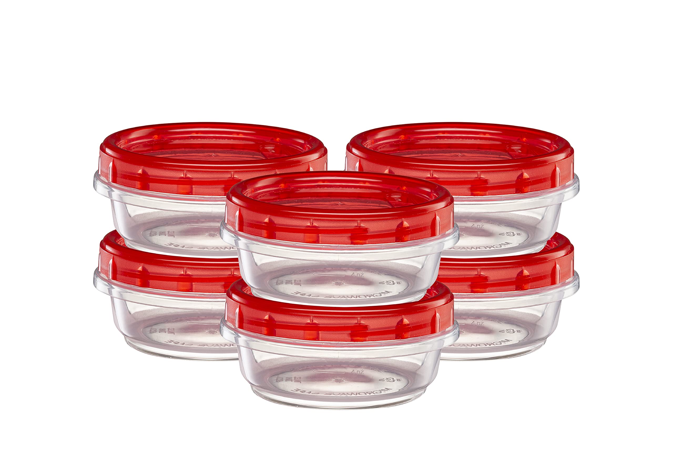 Elegant Disposables (8 Ounce 20 Pack) Twist Cap Containers Clear Bottom With Red Top Screw On Lids Twist Top Food Storage Freeze