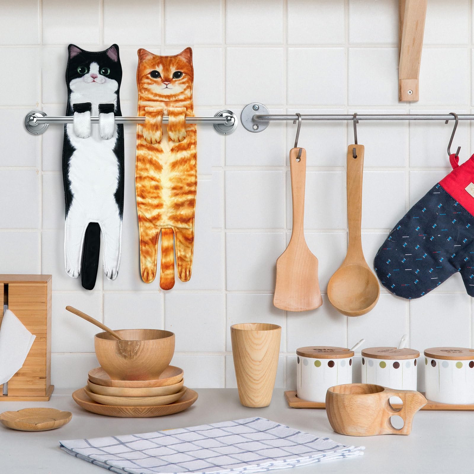Pat Juumg Funny Cat Hand Towels For Bathroom Kitchen Decor Cat Towel,Cute Decorative Hanging Face Towels,Super Absorbent Soft, H