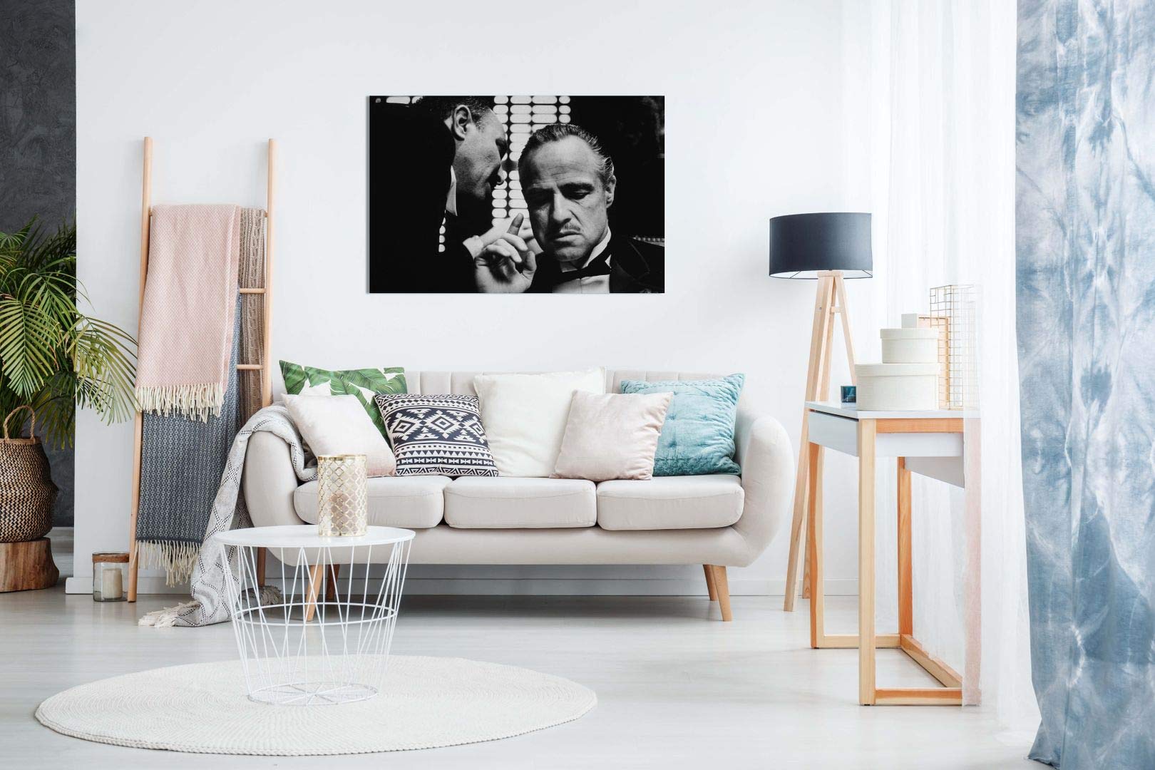 The Godfather Marlon Brando Don Corleone Gangster Canvas Wall Art Picture Print (12X8In)