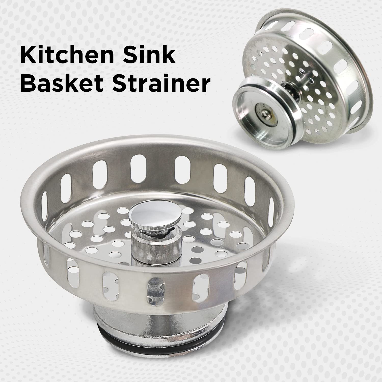Highcraft 97343 Kitchen Sink Basket Strainer Replacement For Standard Drains (3-1/4 Inch) Stainless Spring Steel Closure And Rub