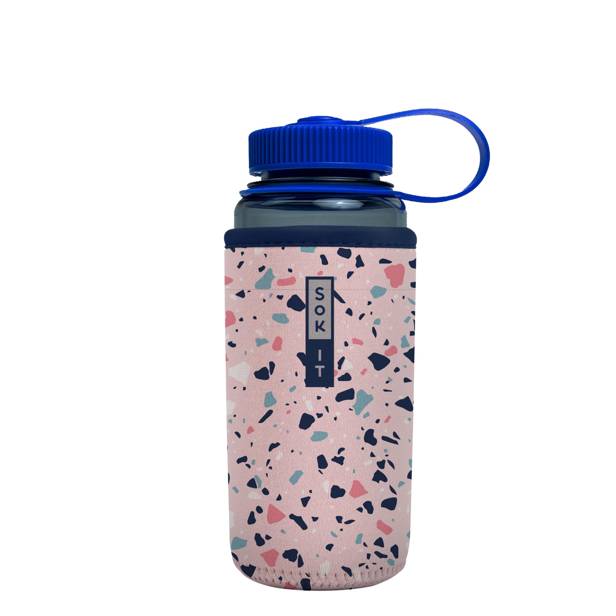 Sok It BotlSok Water Bottle Sleeve Insulated Neoprene Cover (Pink Terrazzo, Fits 16oz CamelBak or Nalgene)