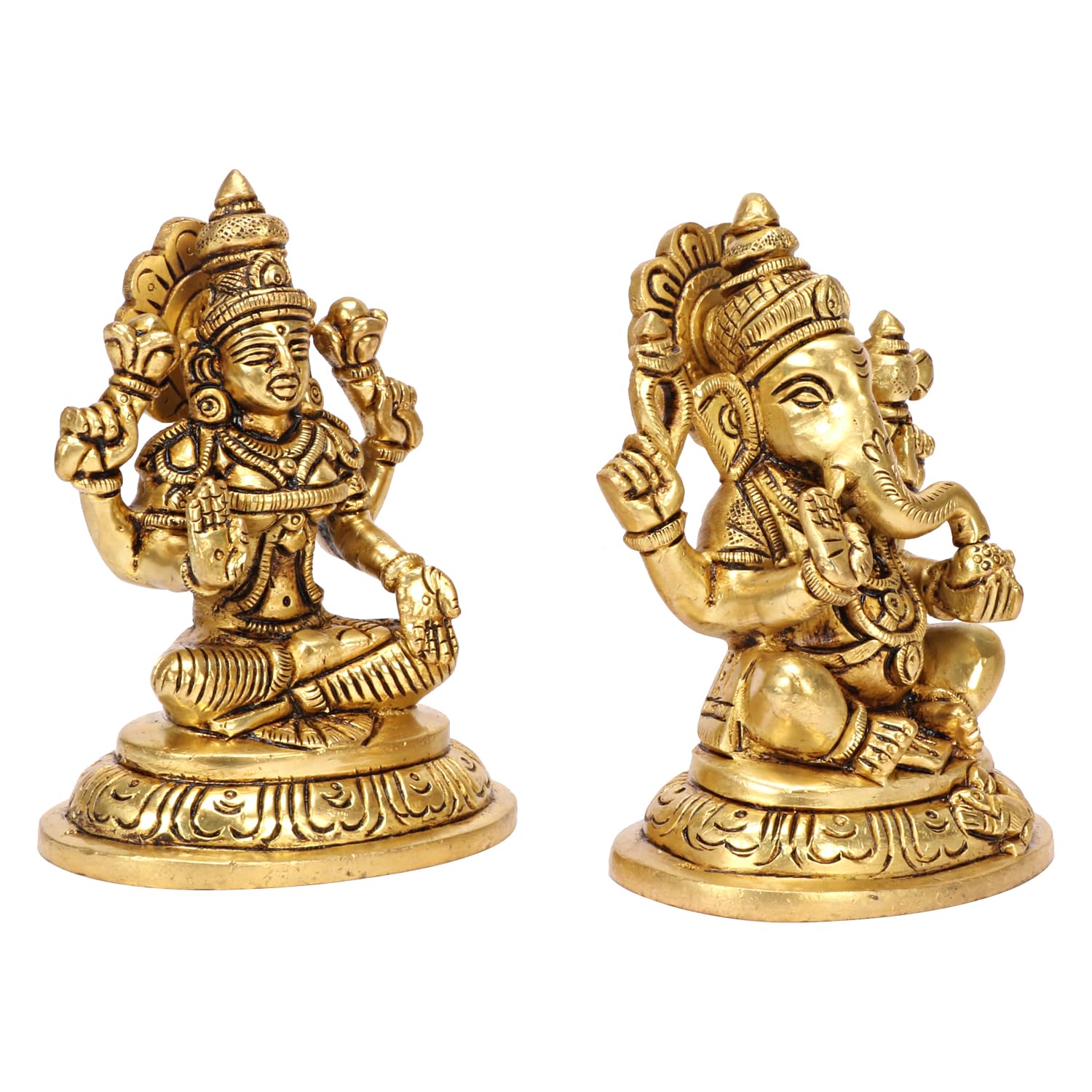 Artvarko Brass Laxmi Ganesha Idol Lakshmi Ganesh Murti Statue Pooja Gift And Home Dcor (Size 8X6X10 Cm)