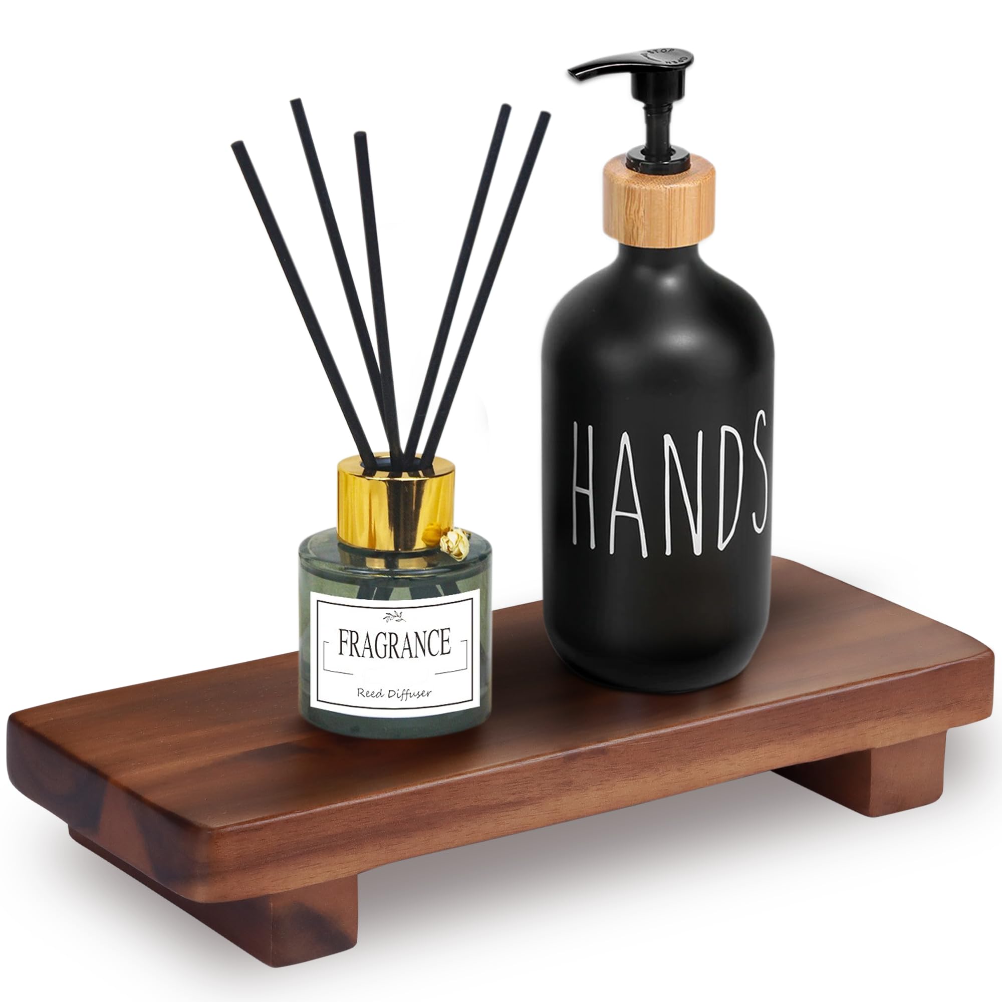 Acacia Wood Pedestal Soap Stand 9.8x4 Inches, 100% Solid Wood Riser, Rustic Candle Plant Holder, Soap Dish Holder Decor, Display